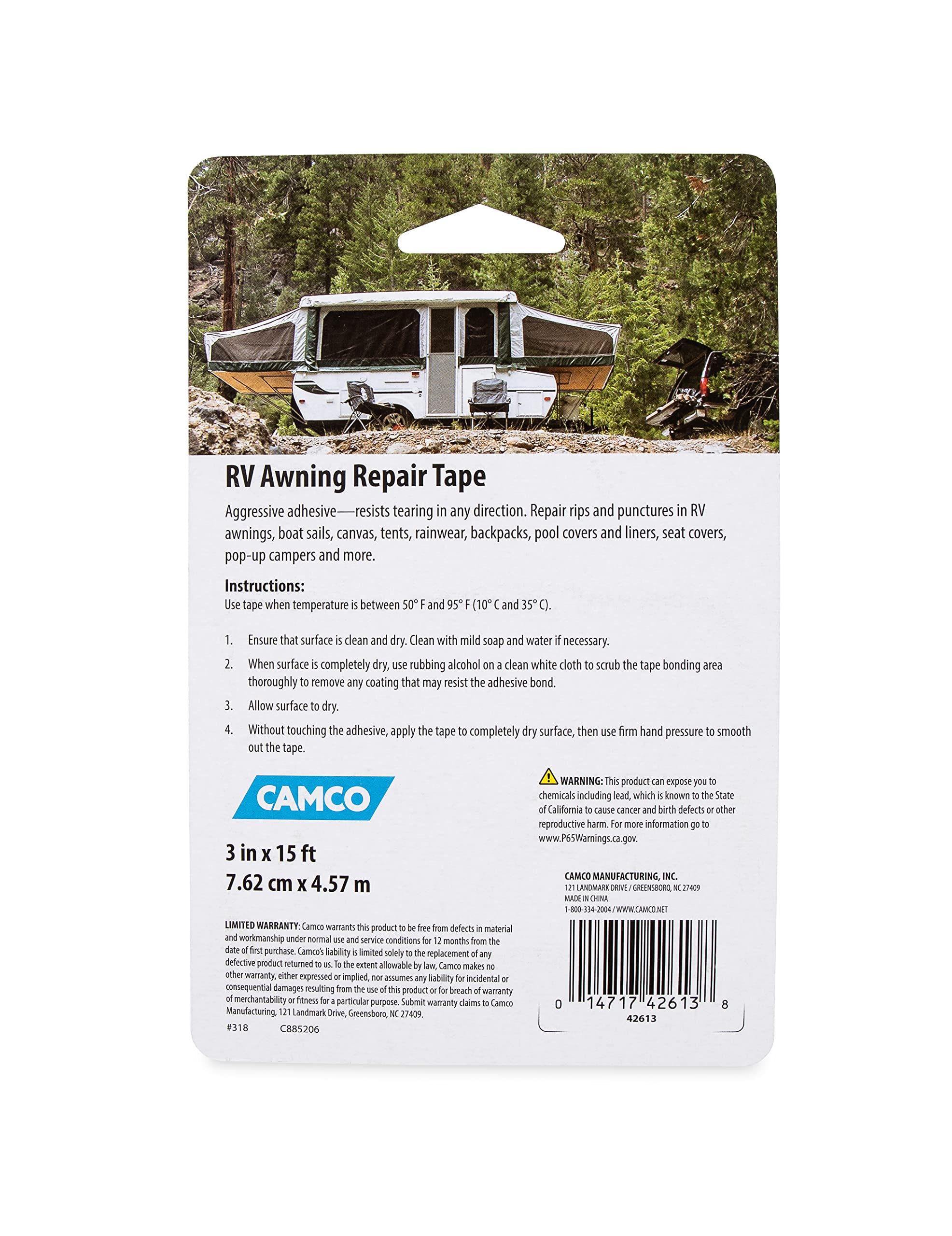 3" x 15' Camco 42613 Awning Repair Tape