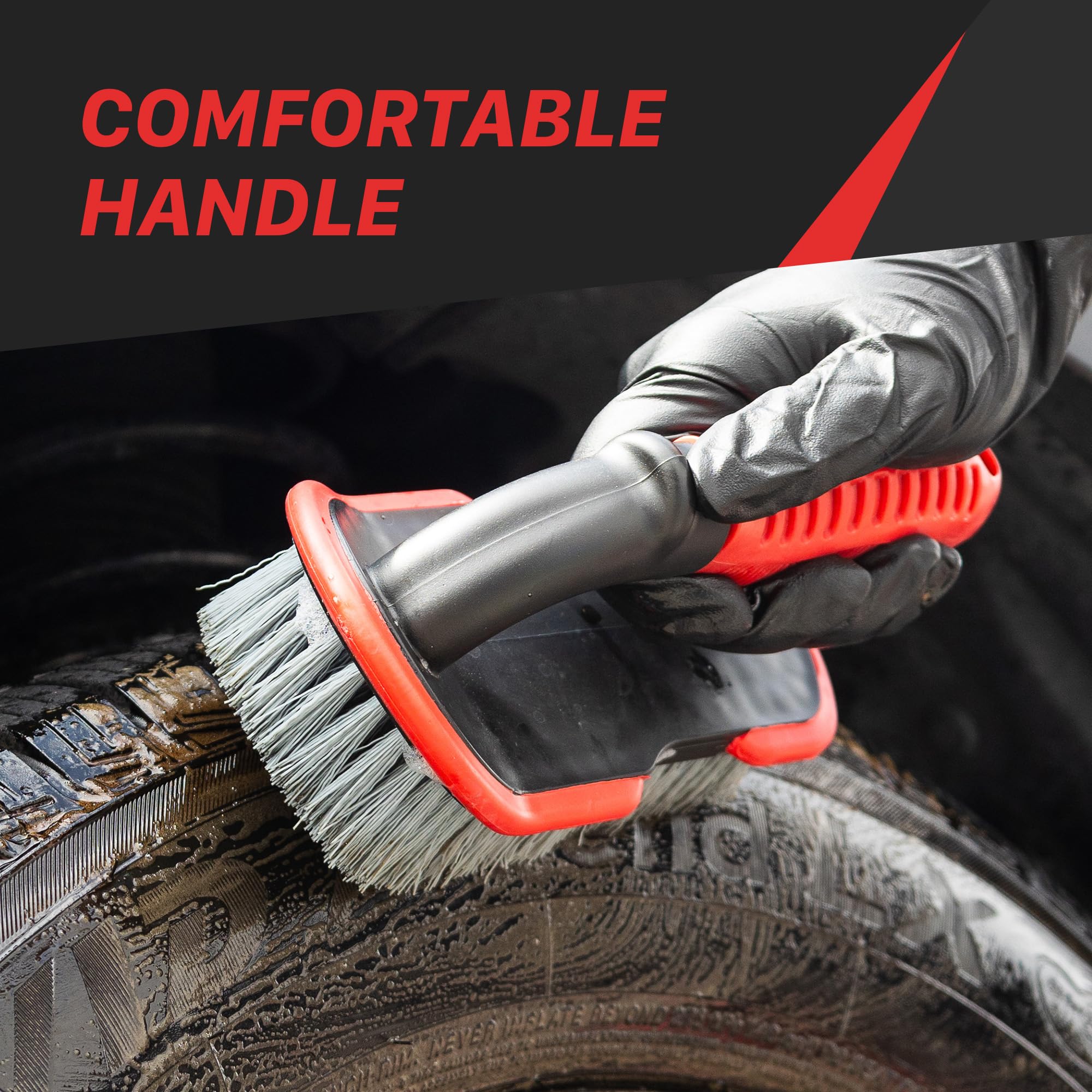Maxshine Tire & Carpet Universal Curved Brush | Stiff Bristle Cleaning Brush for Car Detailing | Durable Ergonomic Design for Deep Cleaning Tires, Floor Mats & Carpeted Surfaces