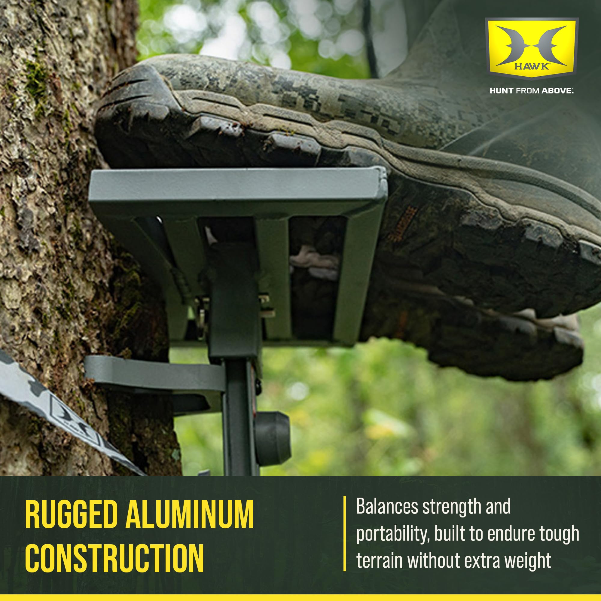Hawk Lightweight Tree Stand, Small Platform Hunting Gear Mounts to Helium Sticks, Foot Rest for Mobile Hunters, Quiet Step, 10 x 6 Inch