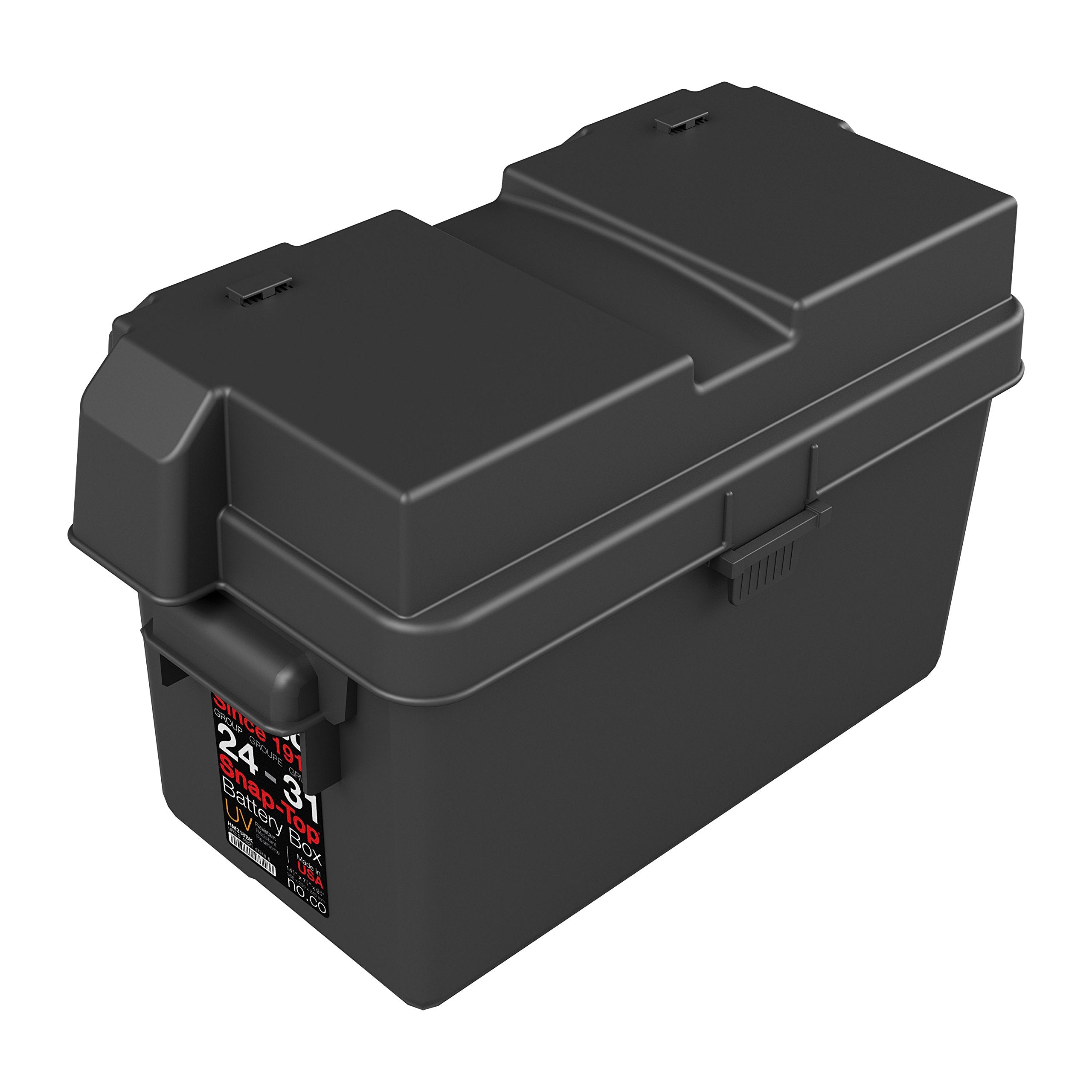 NOCO HM318BKS Snap-Top Battery Box, Group 24-31 12V Outdoor Waterproof Battery Box for Marine, Automotive, RV, Boat, Camper and Travel Trailer Batteries