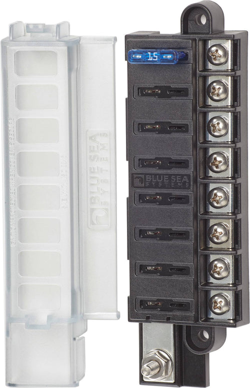 Blue Sea Systems 5046 Compact ST Blade Fuse Block with Cover, 8-Circuit 100 Amps