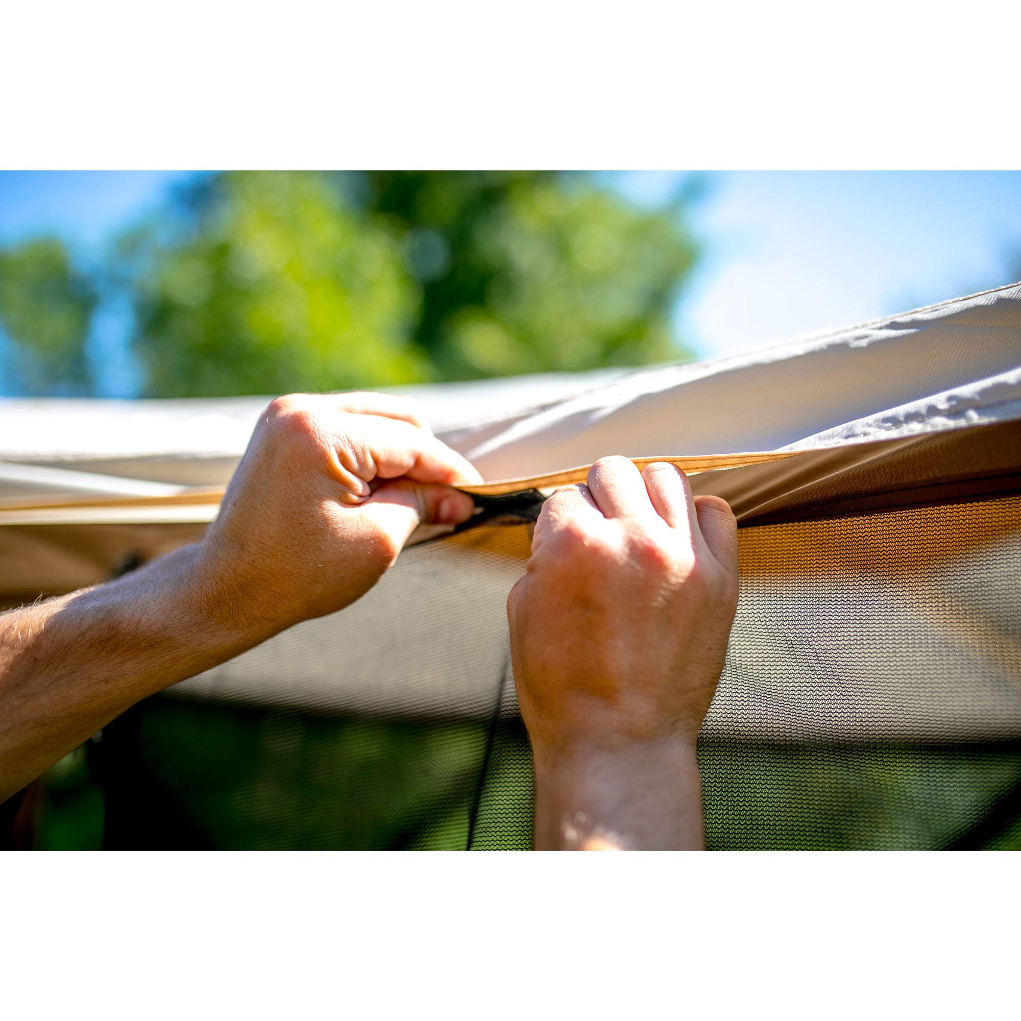 CLAM Quick-Set Portable Outdoor Escape Sky/Sky Camper Screened Gazebo Canopy Tent Rain Fly Tarp with Carry Bag, Cover Only, Tan