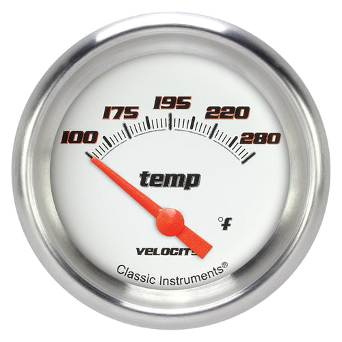 Velocity White Classic Instruments 2 5/8 in Water Temperature Gauge VS226WAPF-04 1/4