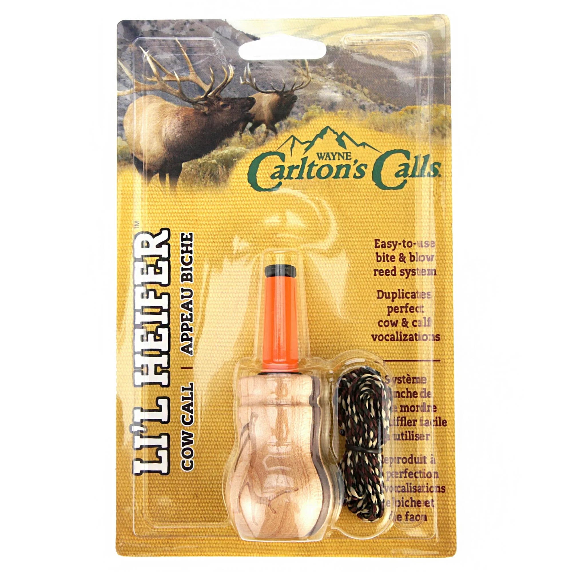 Li'l Heifer Cow Call Hunters Specialties - Easy-to-Use Pinch-Reed Realistic Cow Moos & Bleats Sounds Elk Call (Lanyard Included)
