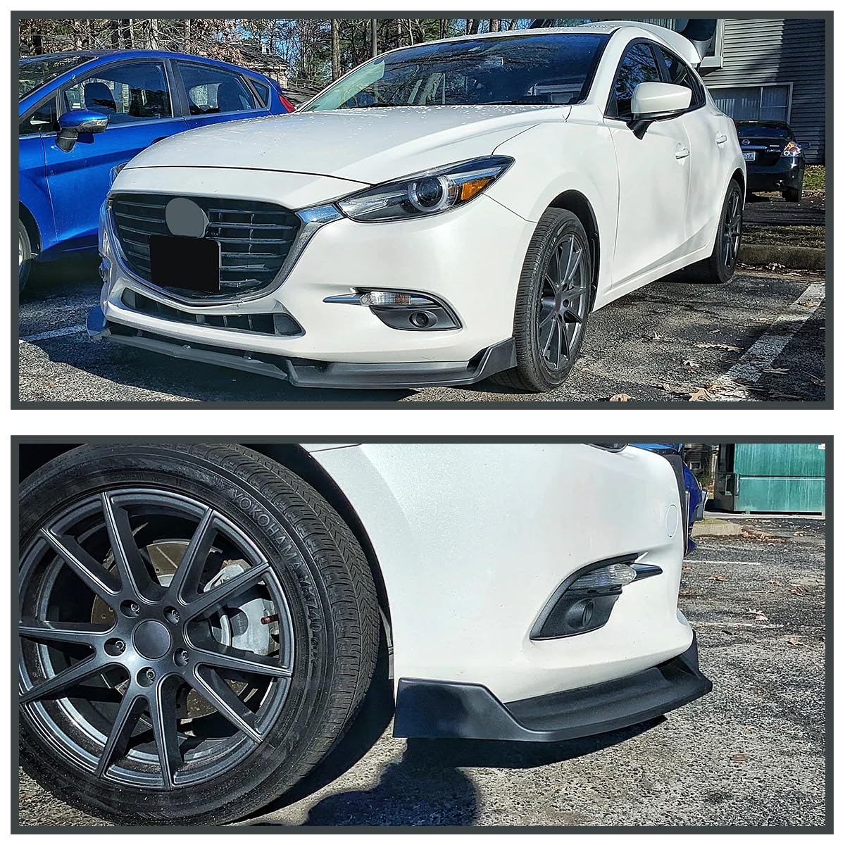 Matte Black Spec-D Tuning Front Bumper Lip Spoiler Splitter Body Kit 3PC Compatible with 2014-2018 Mazda 3