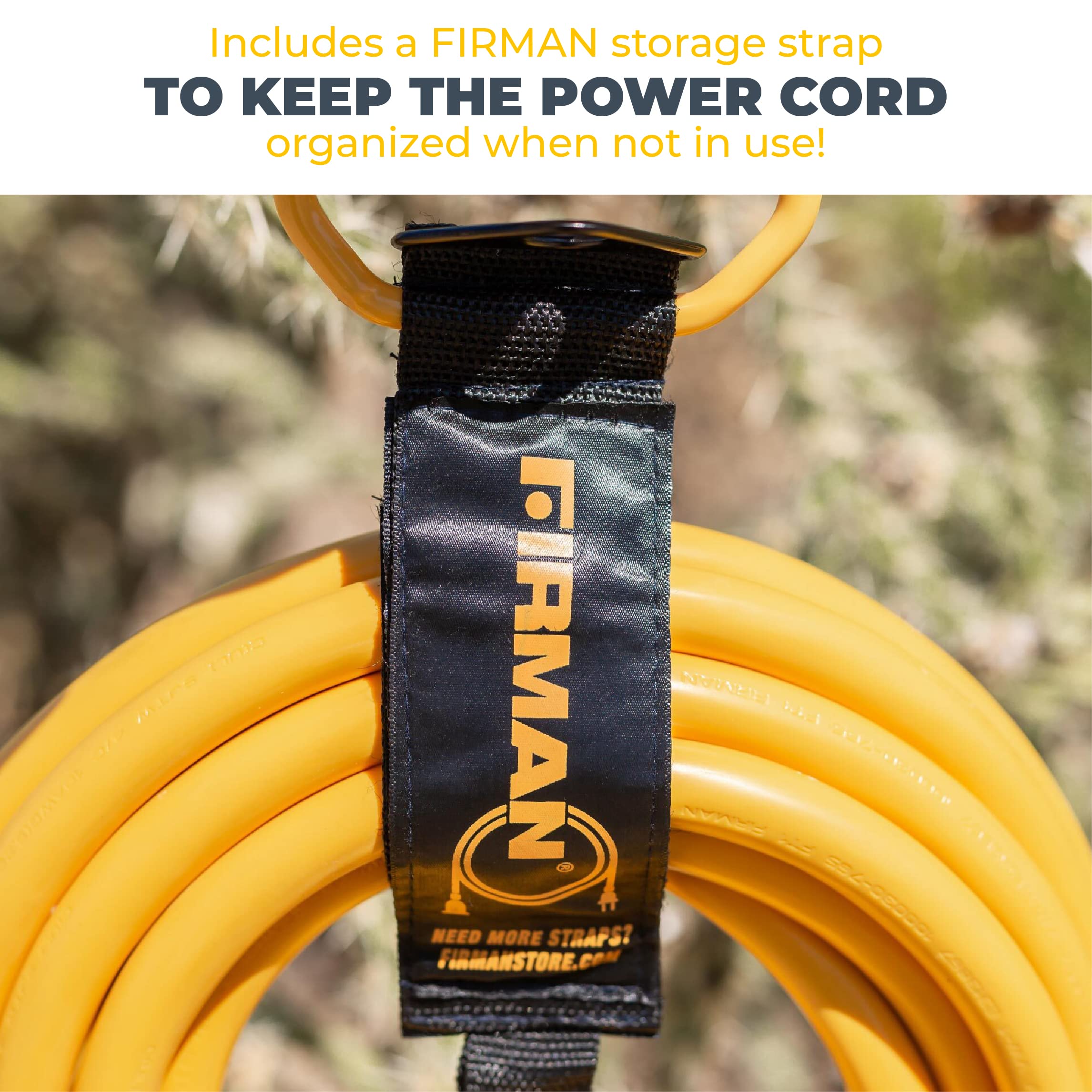FIRMAN Power Cord, 10AWG with Storage Strap, 30 AMP Wiring, Fully Insulated Extension Cord, L14-30P to L14-30R Outlet, Pack of 1, 25 ft.