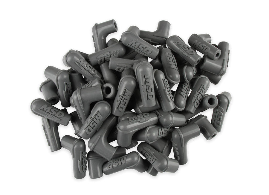 34514 MSD Boots, 90 Degree Logo Spark Plug, Gray Silicone 50EA