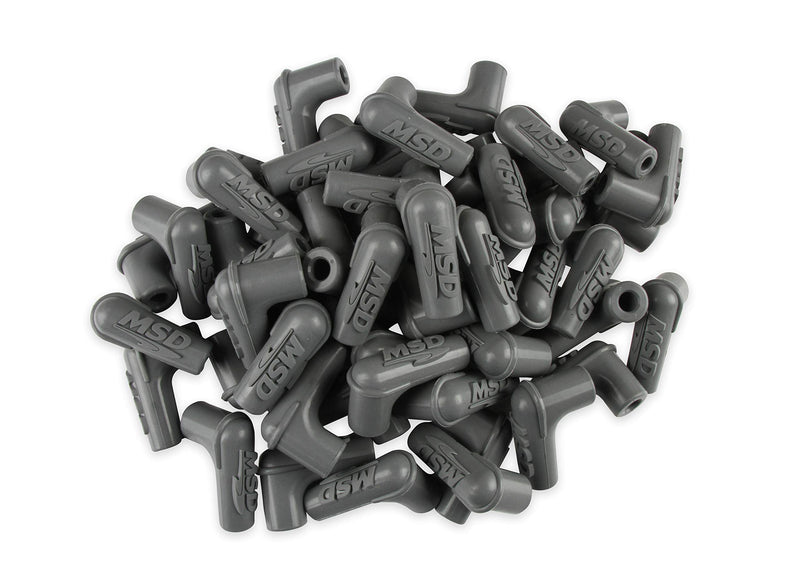 34514 MSD Boots, 90 Degree Logo Spark Plug, Gray Silicone 50EA