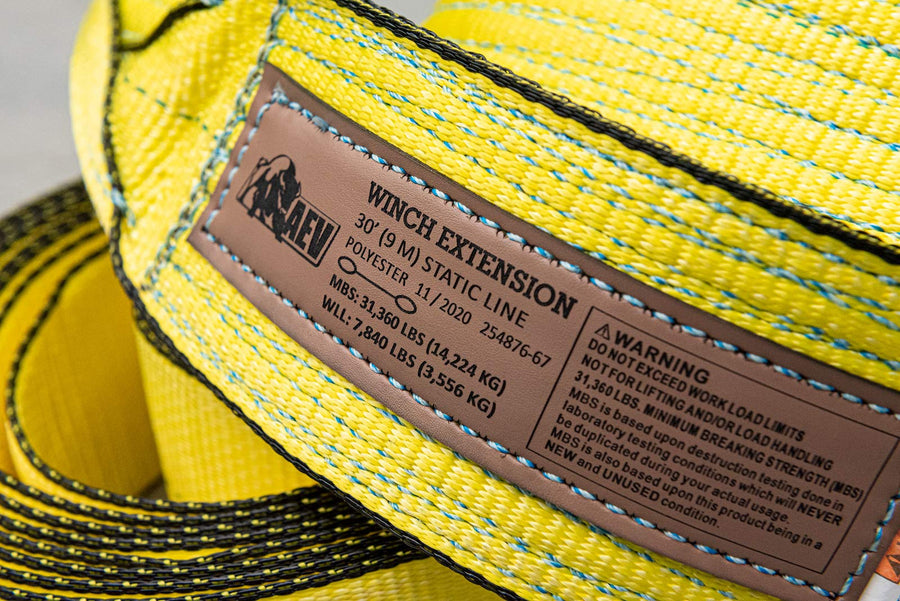 Full-Size AEV Winch Extension Strap 4" x 30' / 31,360 LBS Minimum Breaking Strength