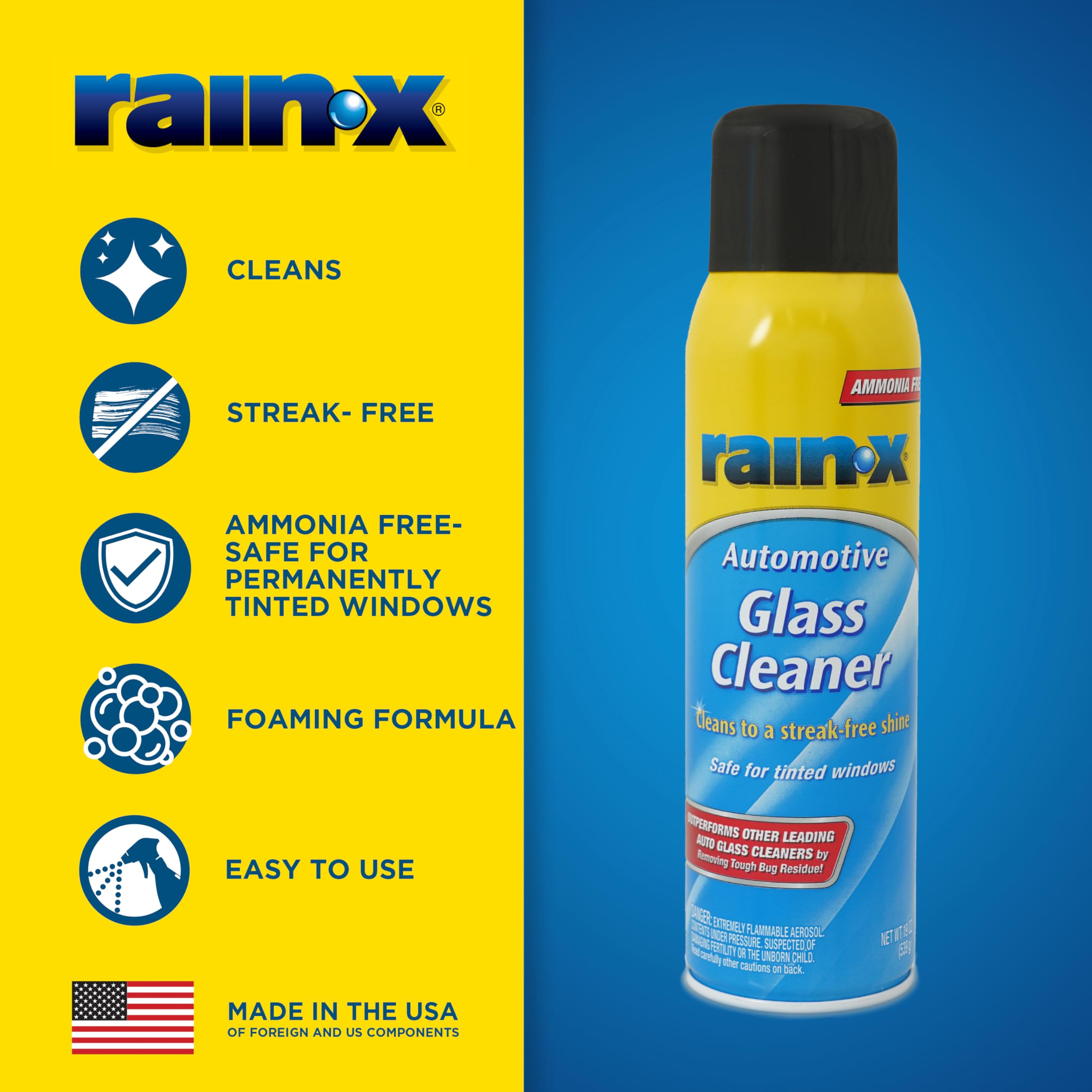 630175 Rain-X Glass Cleaner Aerosol 19oz