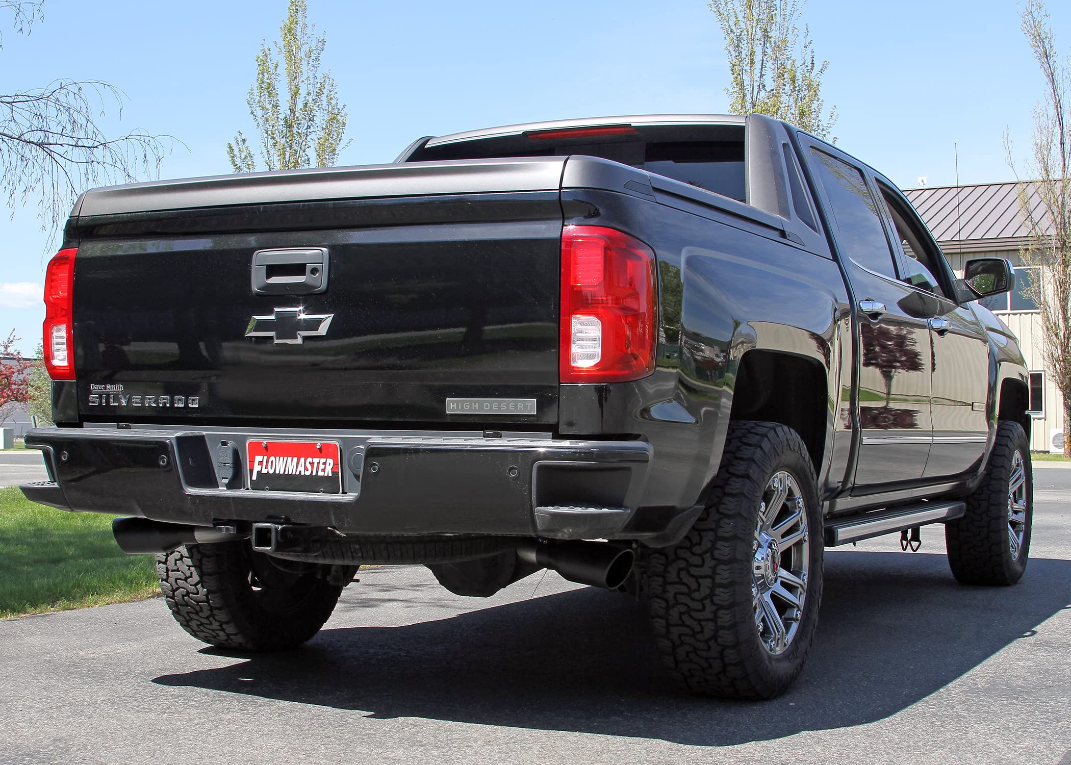 Flowmaster 717988 Cat-Back FlowFX Exhaust Kit 3.5 to 2.5 Inch Dual Side Exit Stainless 4 Inch Black Tips Compatible with 2011-2018 Chevy Silverado GMC Sierra 1500 6.2L 2/4WD all Wheelbases