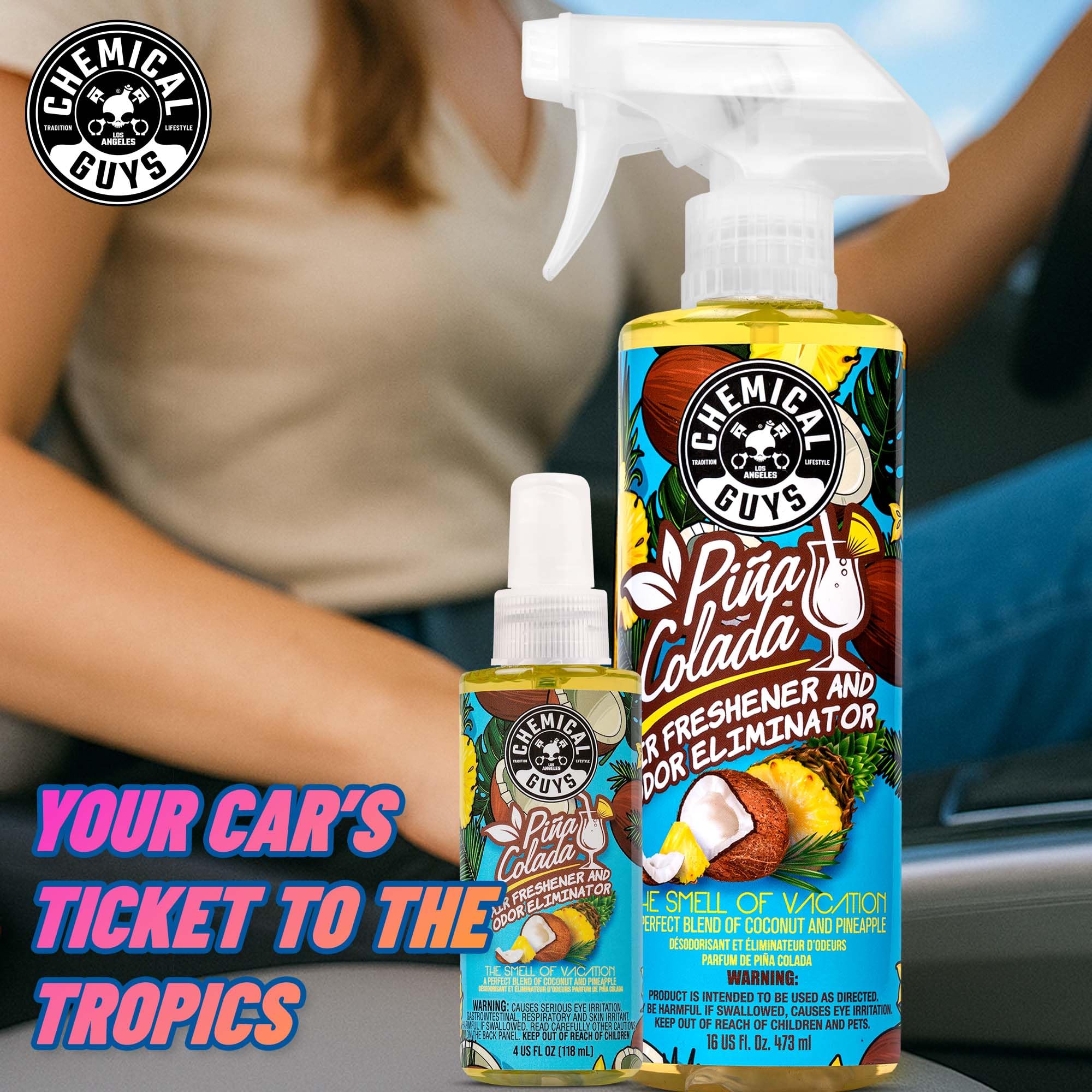 Chemical Guys Pina Colada AIR22916 Air Freshener and Odor Eliminator, (Great for Cars, Trucks, SUVs, RVs, Home, Office, Dorm Room & More) 16 fl oz