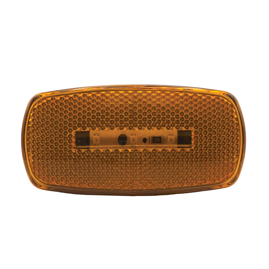 Amber RV Designer Oblong Reflex LED Marker Light With Black Base, DOT-Compliant