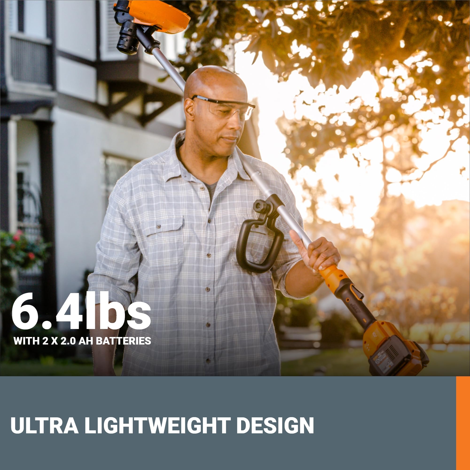 40V Worx WG183 13" Cordless String Trimmer (Batteries & Charger Included), Black and Orange