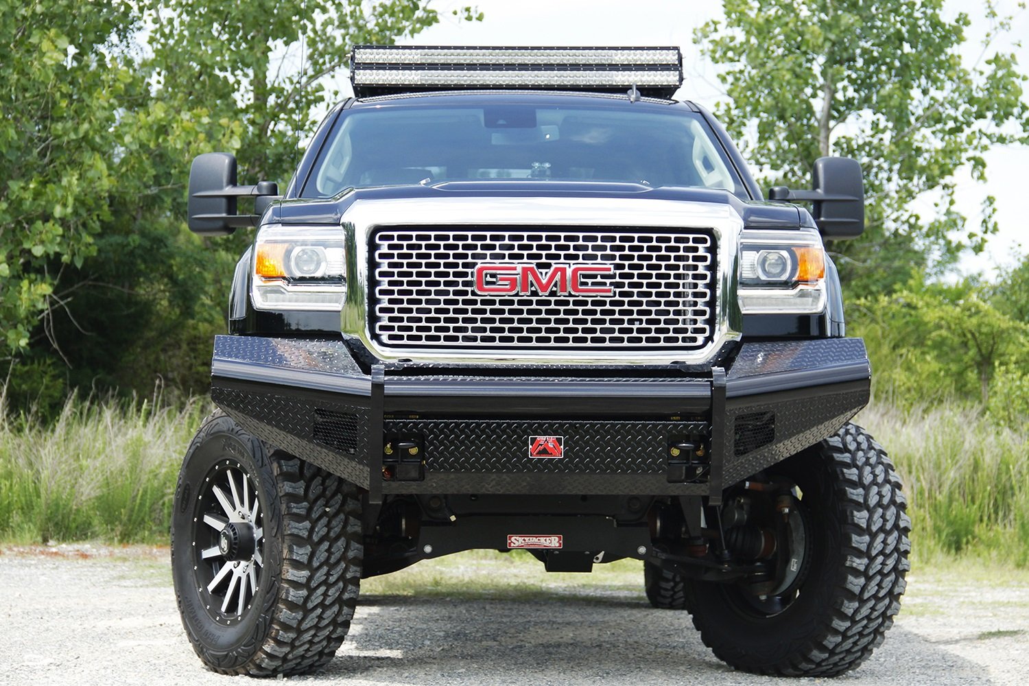 Black Steel Front Ranch Bumper Fab Fours GM11-S2861-1 2 Stage Black Powder Coated w/o Full Grill Guard Incl. Light Cut-Outs