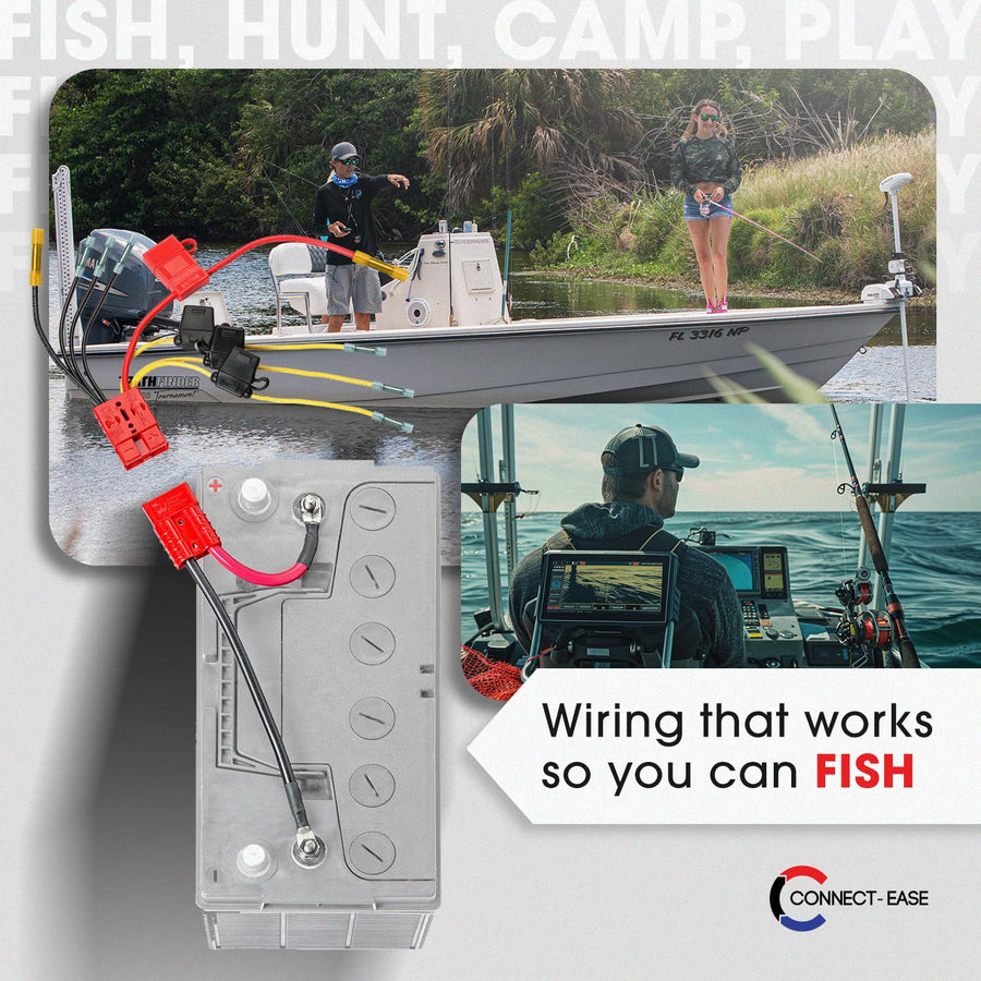 12V Connect-Ease Multi-4 Fused Connection Kit RCE12VB4FK | Perfect for Battery Charger, Depth Finders, Bilge Pumps, and Marine Accessories | Heavy Duty UL1426 Tinned Copper Wire | Battery NOT Included