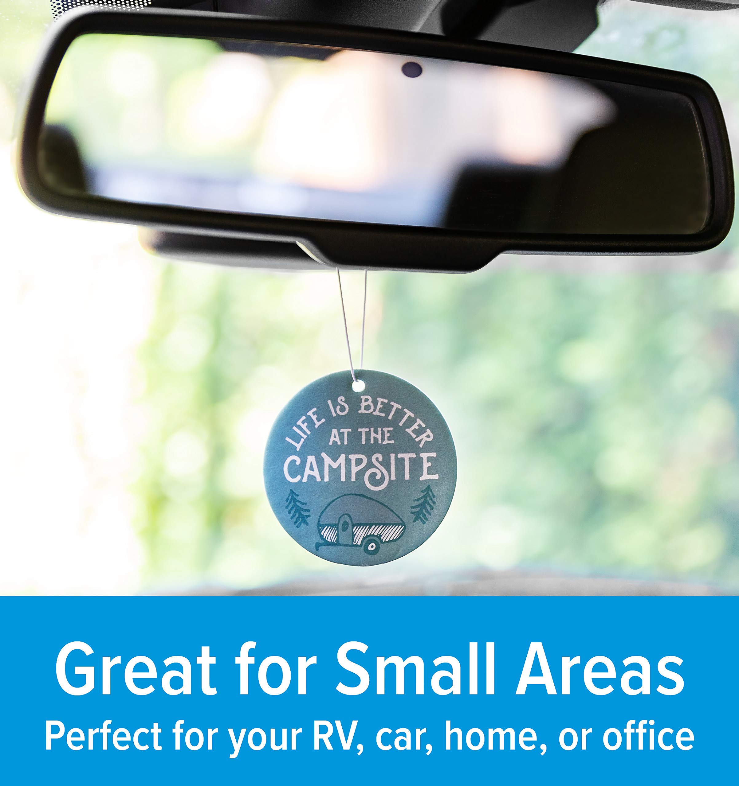 Camco Air Freshener Life is Better at The Campsite - Features Mountain Breeze Fragrance & Elastic Cord - Use as Car, RV, or Home Air Fresheners (53362)