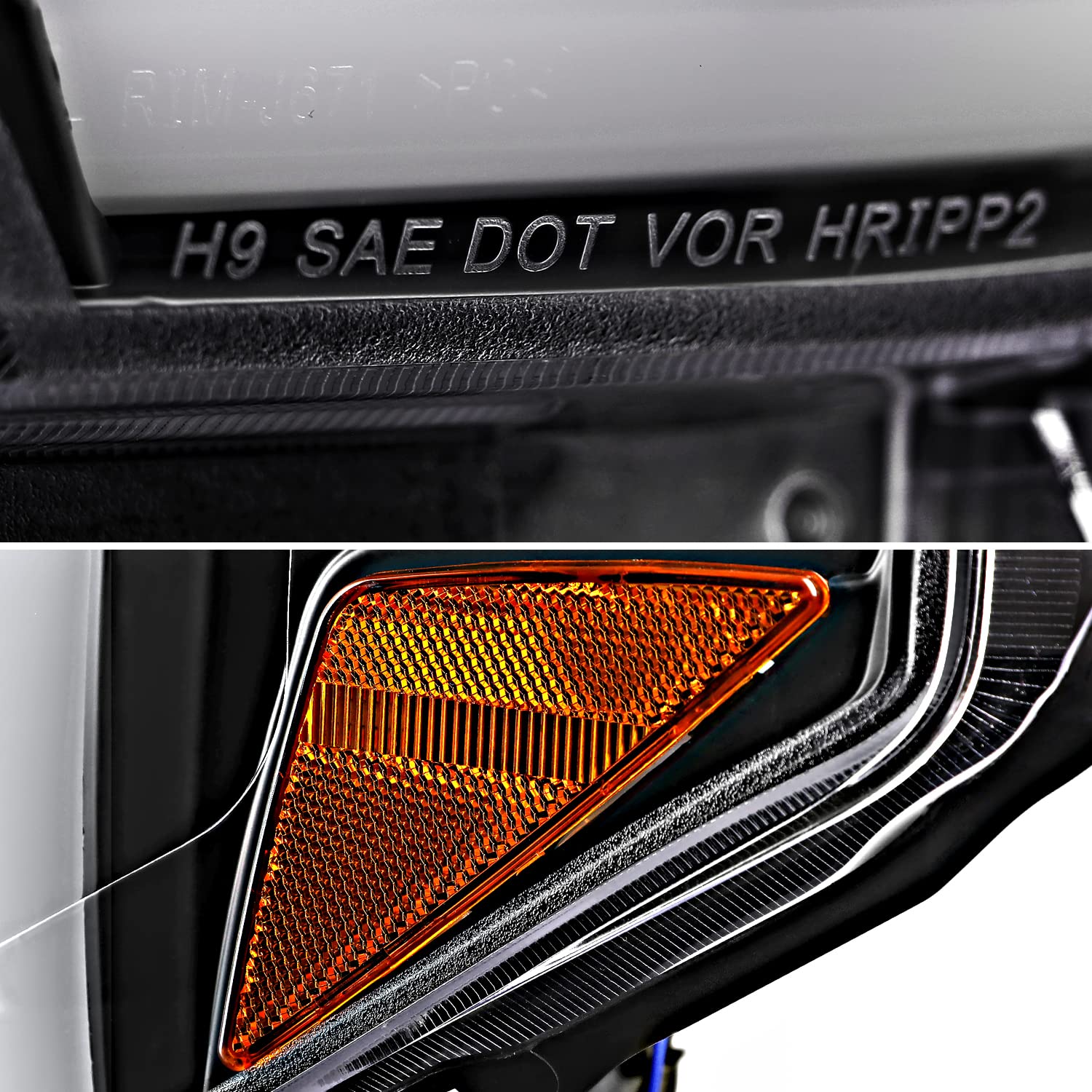Black Projector Headlights SPEC-D TUNING w/Switchback LED Tube Signal Compatible with 2016-2023 Toyota Tacoma, Left + Right Pair Headlamp Assembly
