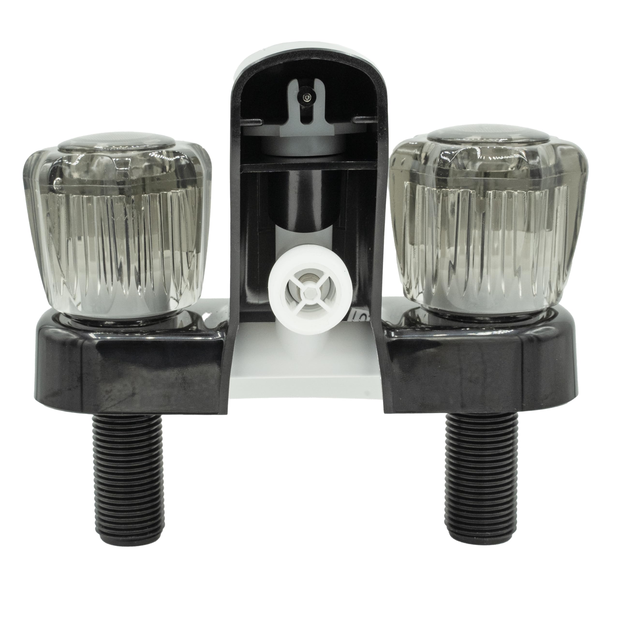 Dura Faucet Tub & Shower RV Diverter Faucet w/Smoked Acrylic Knobs - Black