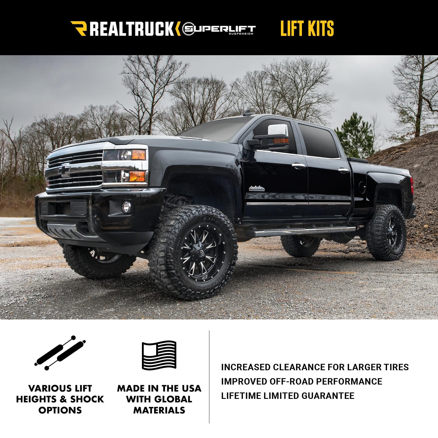 SUPERLIFT SUSPENSION RealTruck 6" Lift Kit for Ford F-250/F-350 | Complete Lift Kit with Front & Rear Shadow Series Shocks and 4-Link Arms | K234 | Fits 2008-2010 Ford F-250 / F-350 4WD