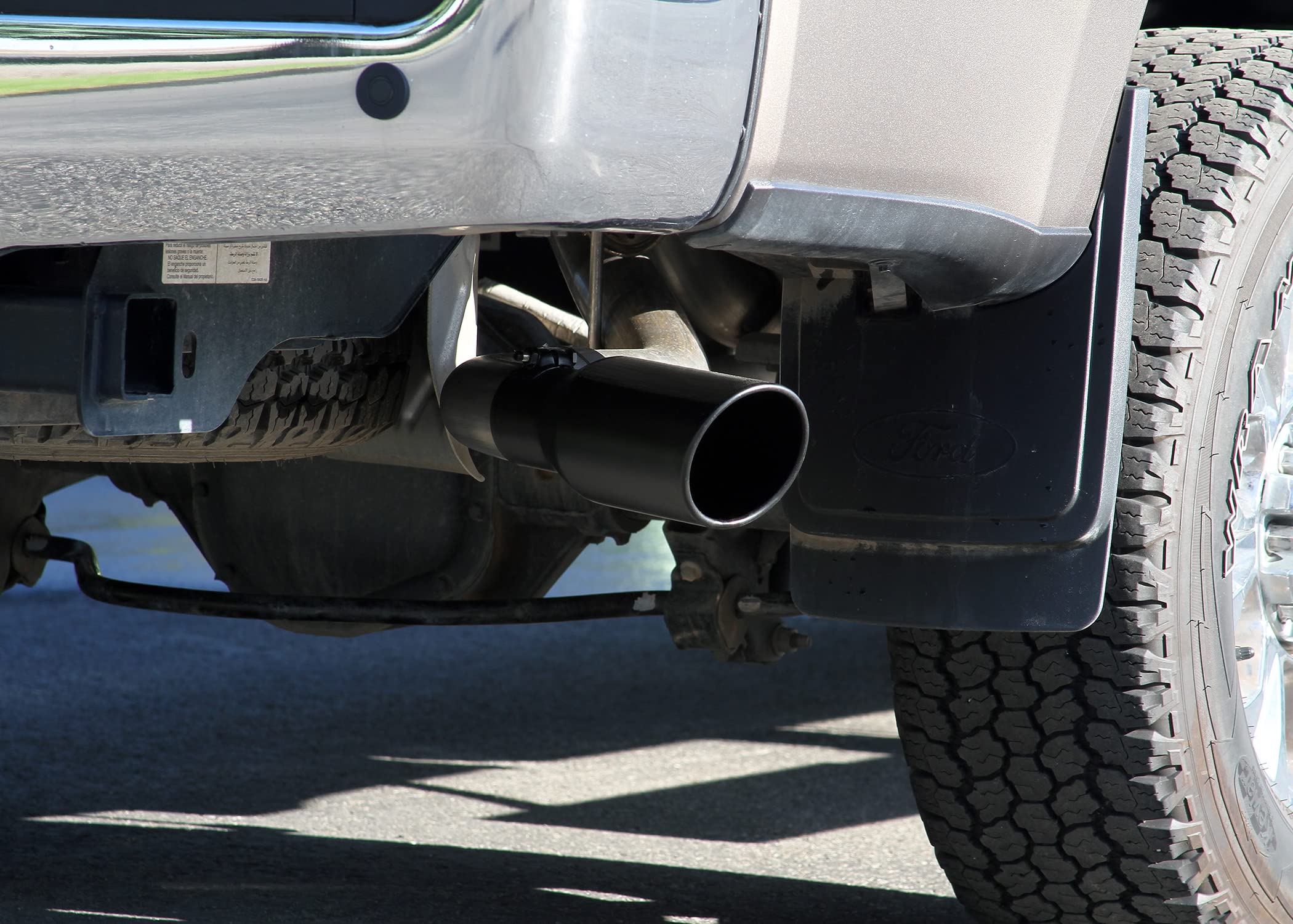 Flowmaster FlowFX 718100 Cat-Back Exhaust Kit 3.5 to 3 Inch Dual Side Exit 409 Stainless Steel 4.5 Inch Black Ceramic Coat StainlessTips Compatible with 2017-2024 Ford F250/F350 Super Duty 6.2L 7.3L