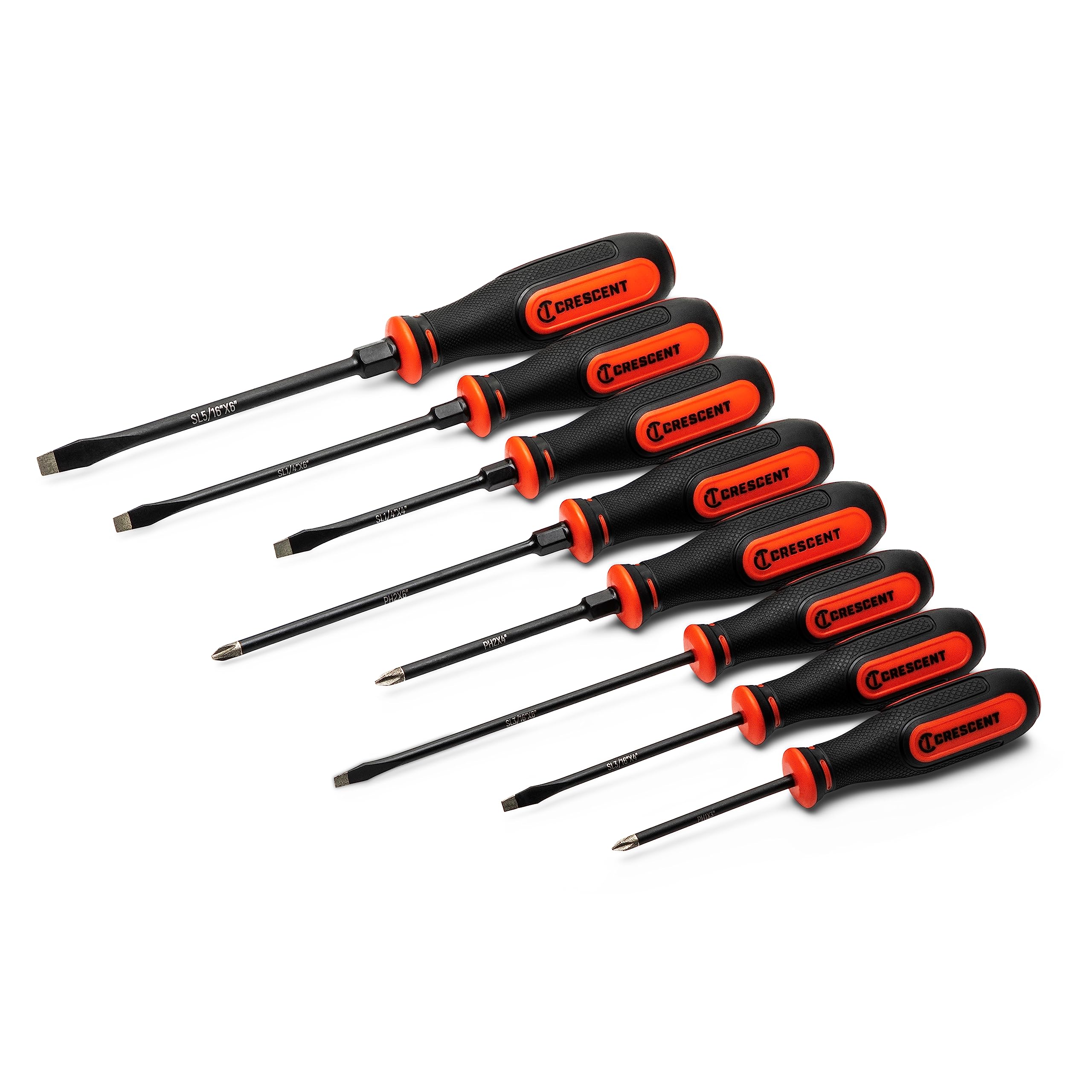 8PC Crescent Diamond Tip Dual Material Screwdriver Set with Phillips and Slotted Screwdrivers - CDT8PCSET