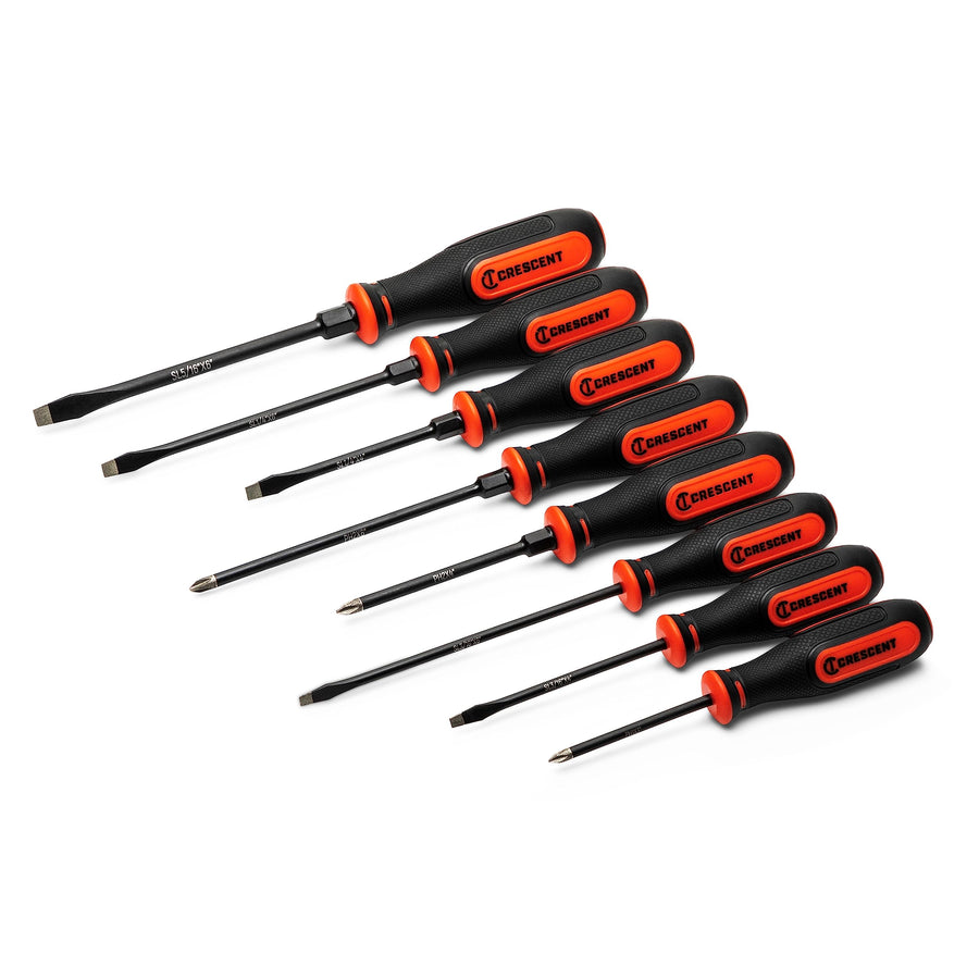 8PC Crescent Diamond Tip Dual Material Screwdriver Set with Phillips and Slotted Screwdrivers - CDT8PCSET