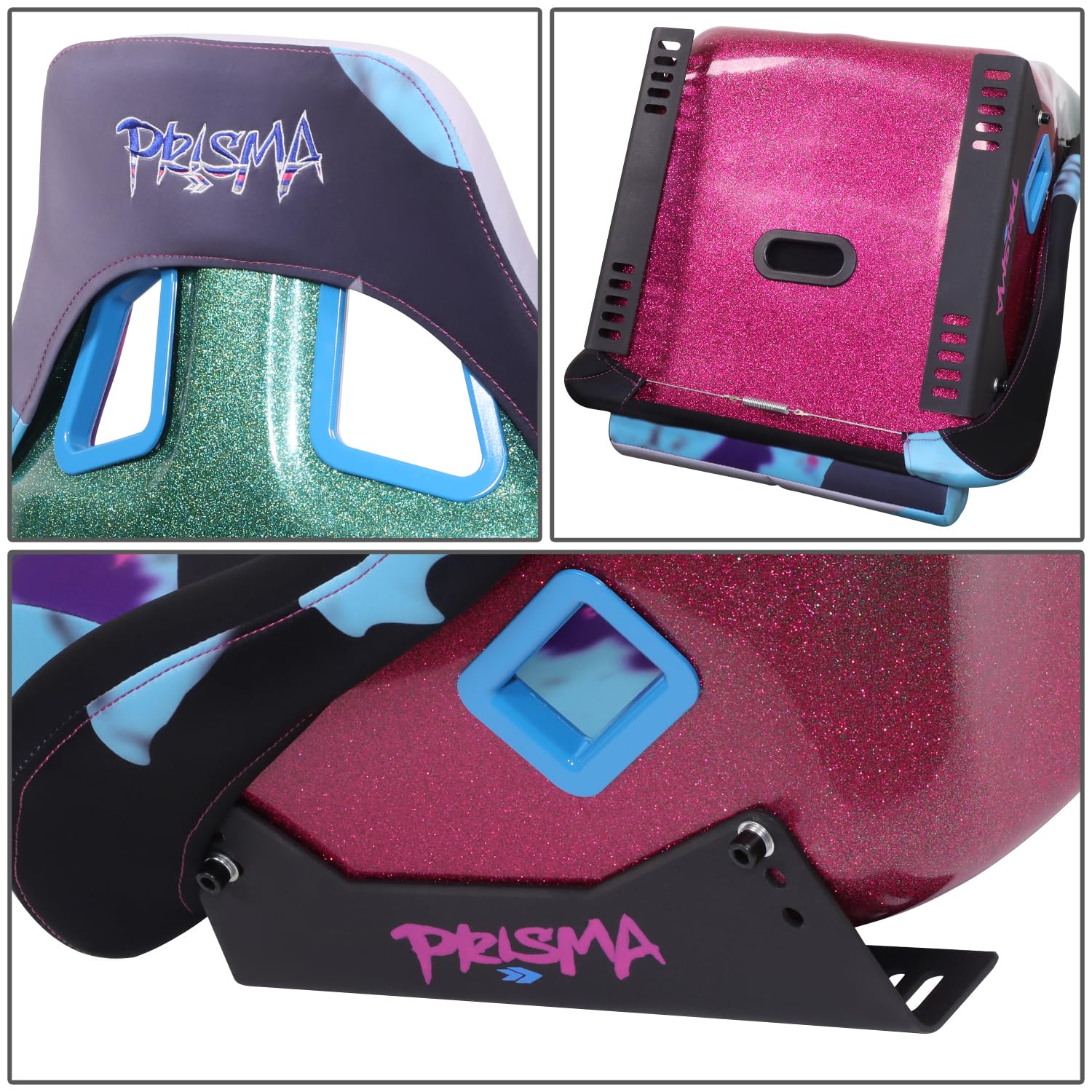 NRG Innovations Left, Right Front Prisma Fixed Back Bucket Racing Seat Compatible With Vehicle with Aftermarket Seat Brackets, 24" W X 36" H X 18" D, NRG-FRP-302-RETRO