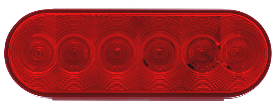 6-Diode Optronics Fleet Count 6" Oval Recessed LED Stop, Tail & Turn Trailer Light, Red