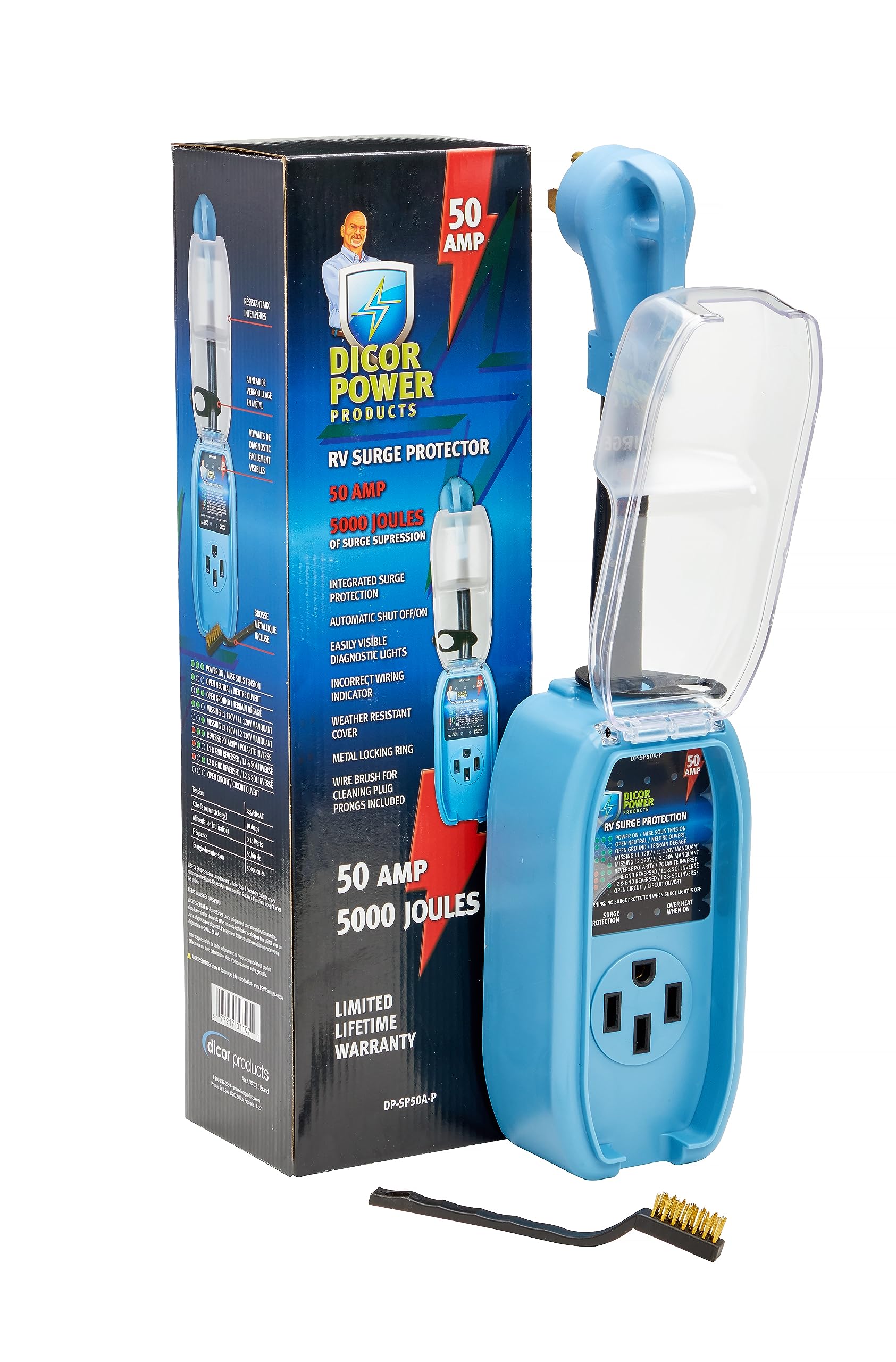 Dicor 50 Amp DP-SP50A-P Pigtail RV Surge Protector for Enhanced Electrical Safety and Protection of Your RV