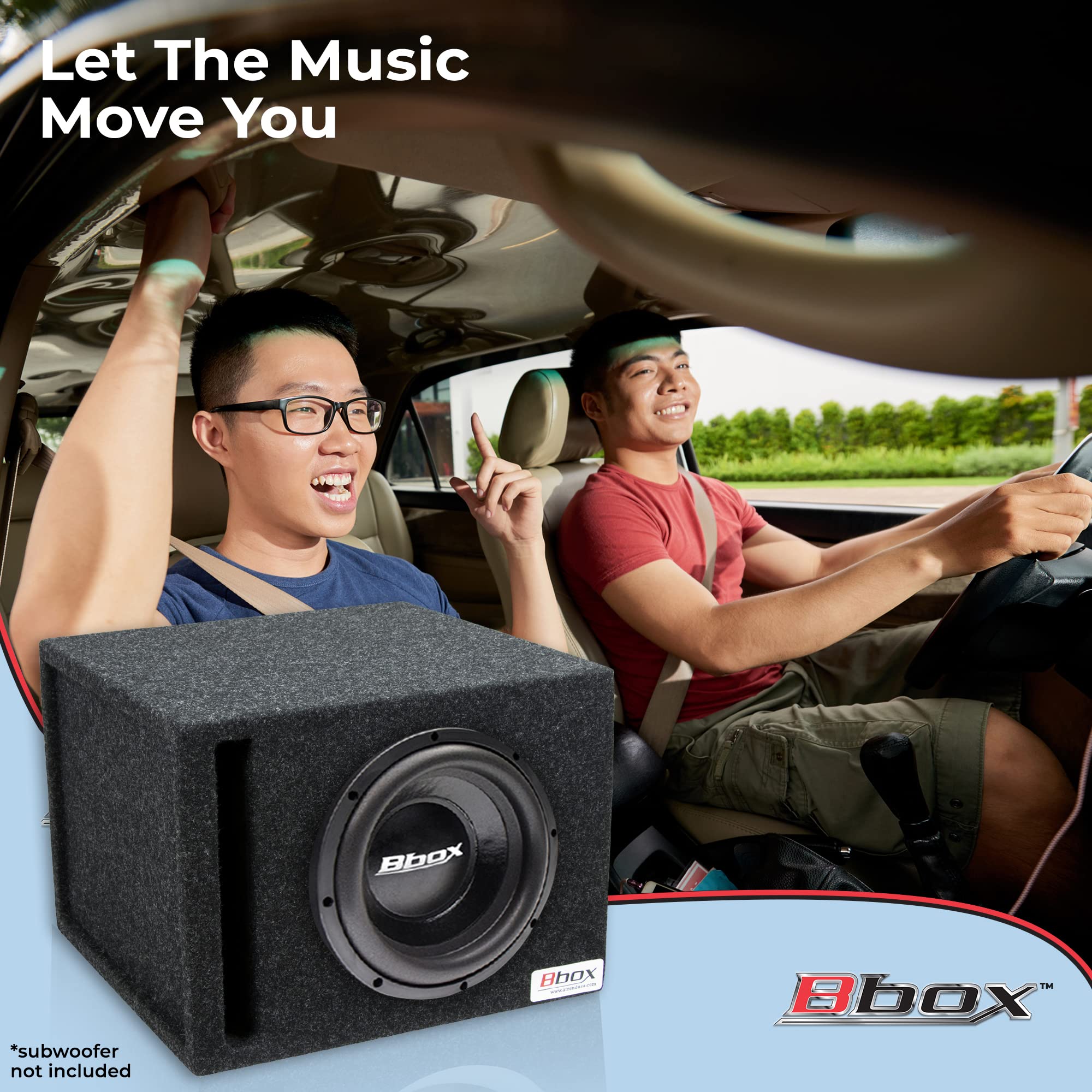 10” Bbox Pro-Tuned Single Vented Subwoofer Carpeted Enclosure - Subwoofer Box Improves Audio Quality, Sound & Bass,Charcoal