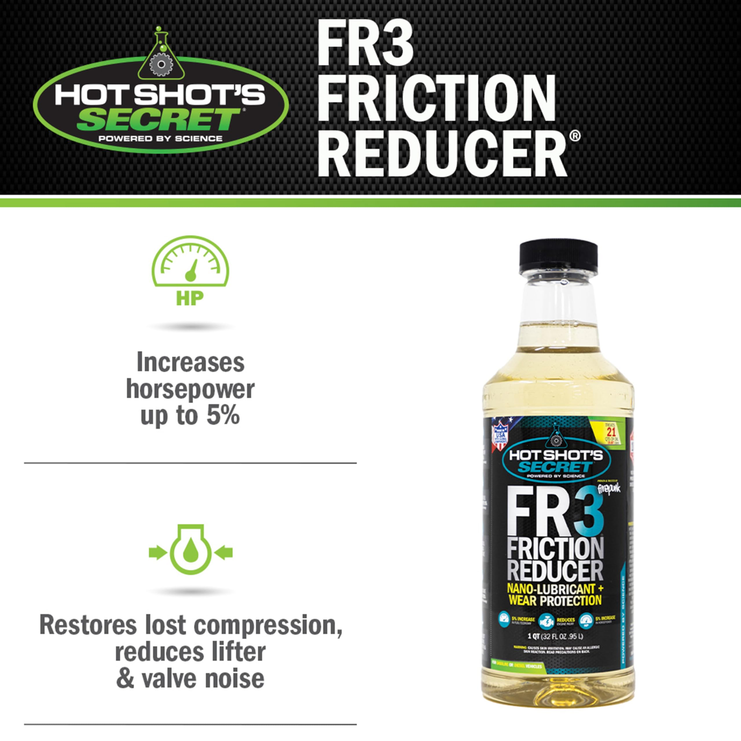 FR3 Hot Shot's Secret HSSFR332Z Friction Reducer 32 Fluid Ounce