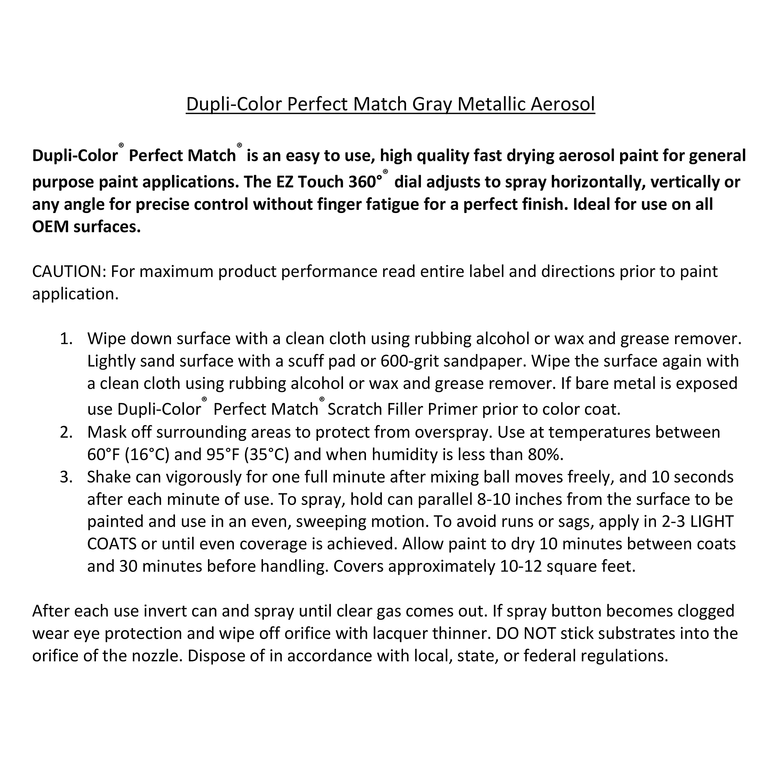 Perfect Match Dupli-Color Automotive Spray Paint – General Motors Silver Metallic, 15 WA8914 – 8 oz. Aerosol Can