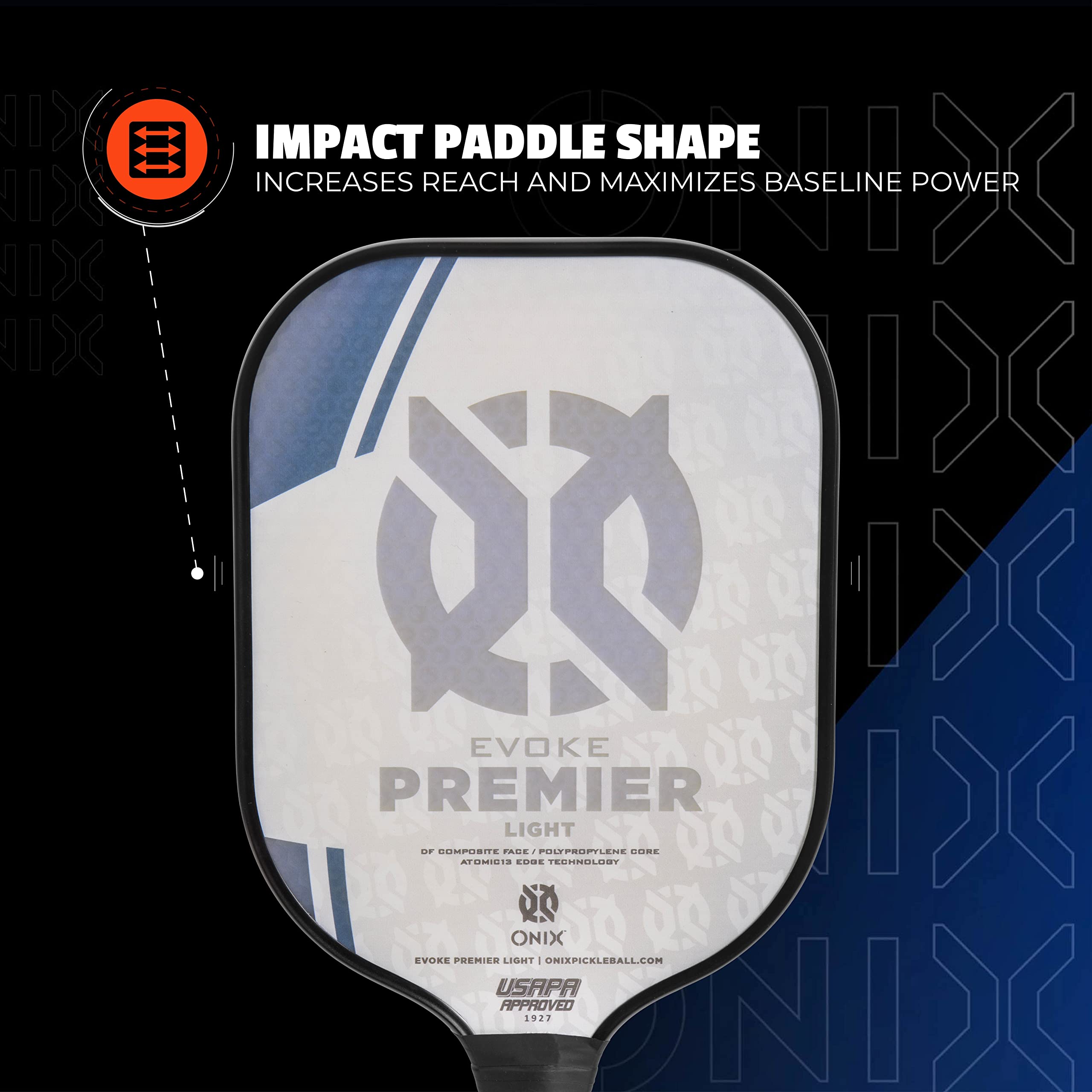 ONIX Evoke Premier Pickleball Paddle Designed by Pro Professional Tournament Players Impact Shape
