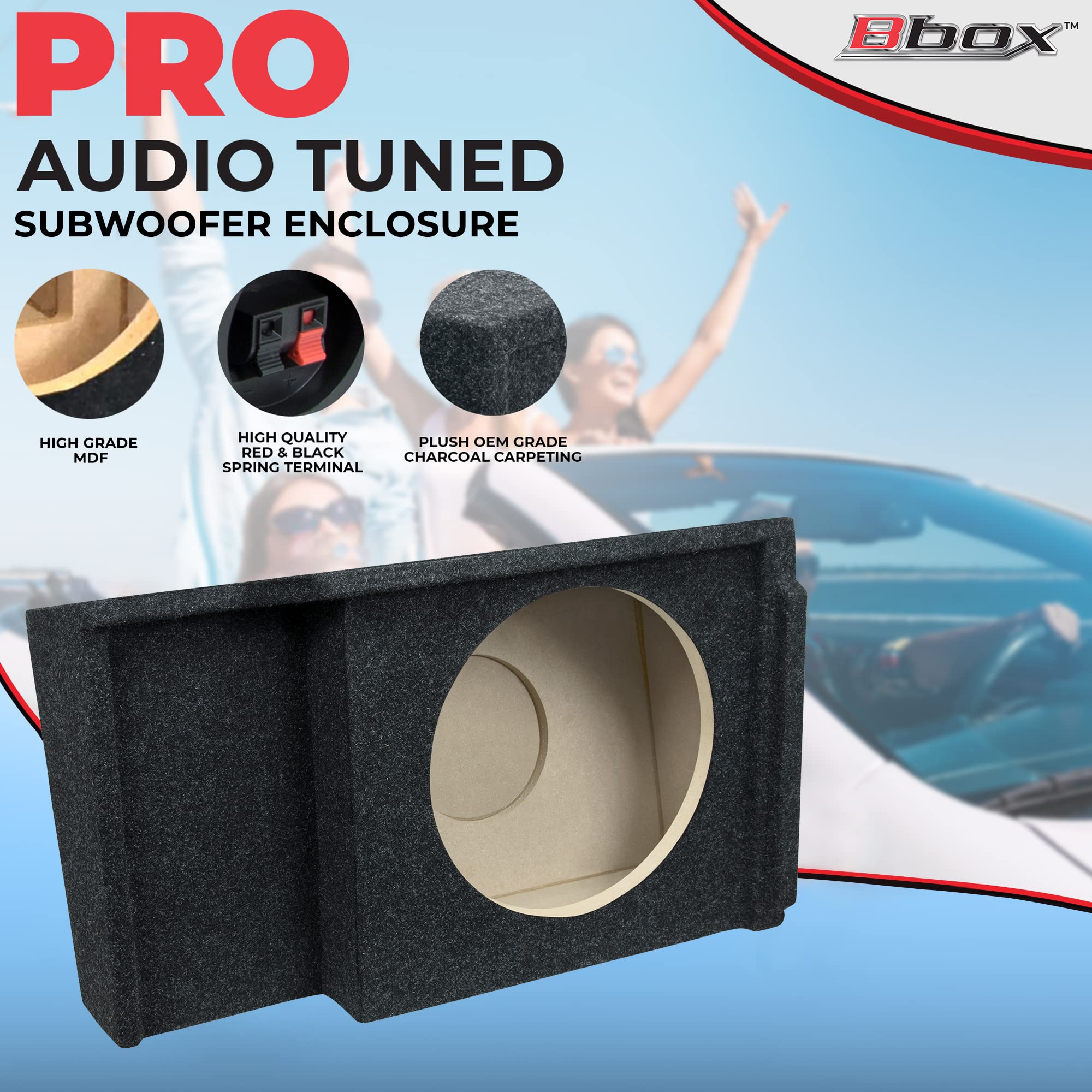 Atrend Single Bbox Sealed 12 Inch Subwoofer Enclosure - Accu-Tuned Subwoofer Boxes - Box Improves Audio Quality, Sound & Bass - Fits 1999-2007 Chevrolet/GMC Silverado/Sierra Extended Cab