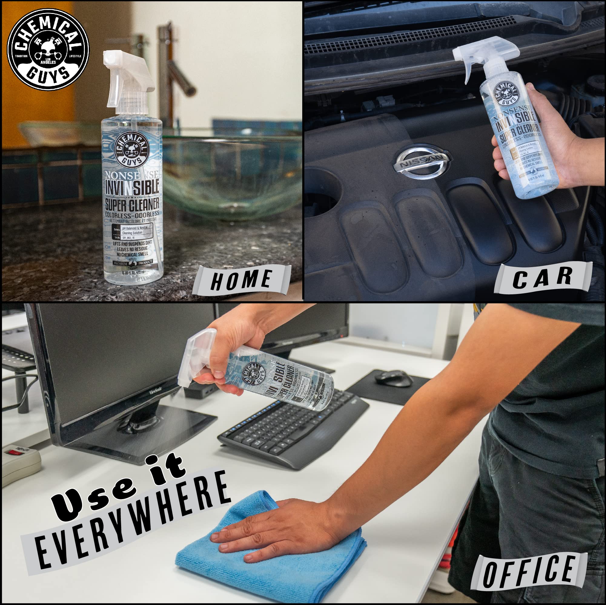 Chemical Guys Nonsense, Cleaner Odorless For Car Interior and Exterior All Purpose Cleaning Spray for Vinyl, Rubber, Plastic, Carpet, Upholstery, and Engine Bays Foaming Deep Cleaning Formula 16 oz
