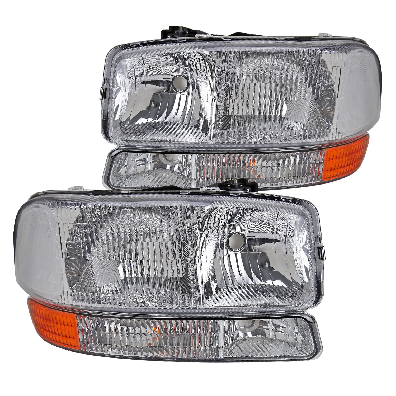 Headlights & Turn Signal Lights Spec-D Tuning Compatible with GMC Sierra 1999-2006, 2000-2006 Yukon XL, L+R Pair Assembly
