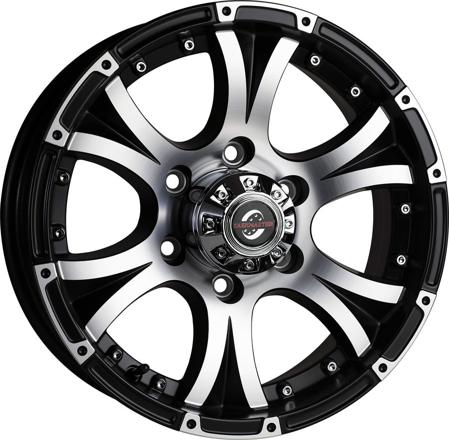 Viking Series 16x6 6x5.5 4.25 Center Bore Matte Black Machined Face & Lip Aluminum Trailer Wheel with Cap - *Trailer Use Only