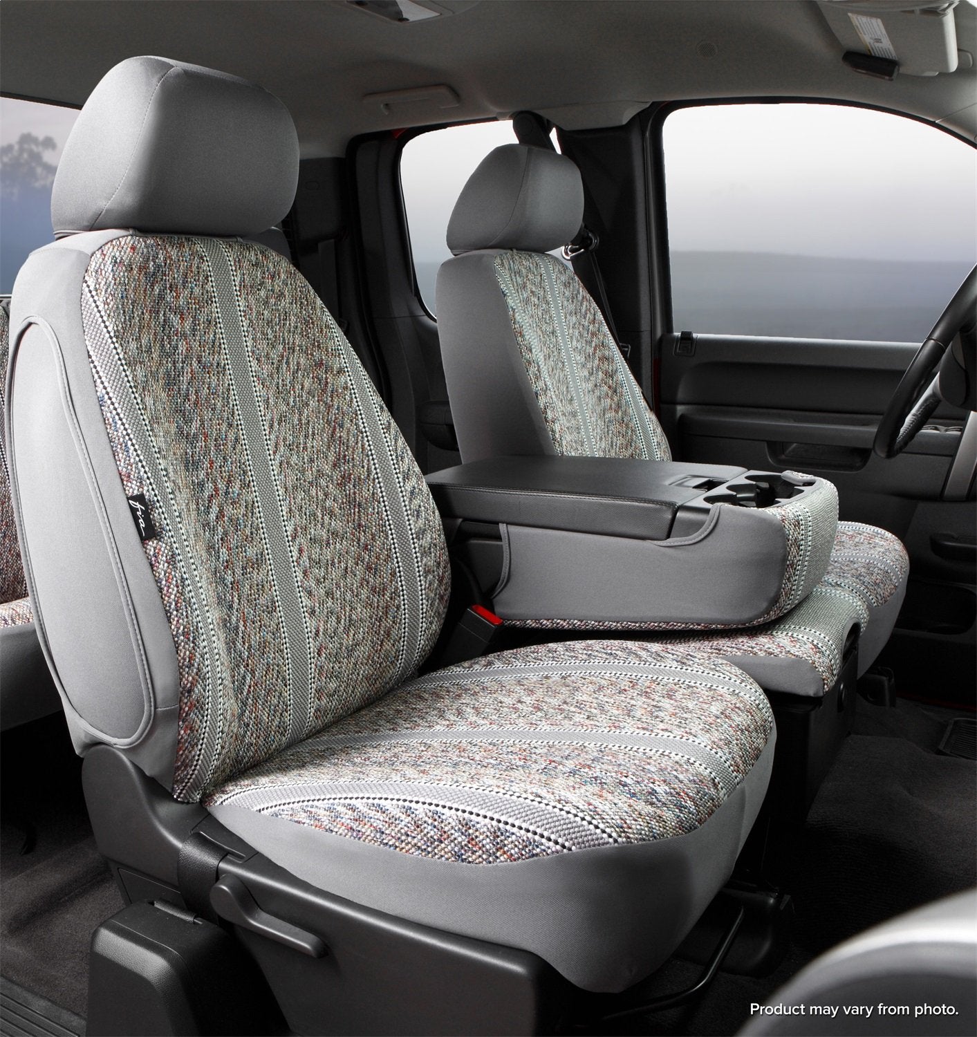 Gray Fia TR47-43 Custom Fit Front Seat Cover Split Seat 40/20/40 - Saddle Blanket, (Gray)