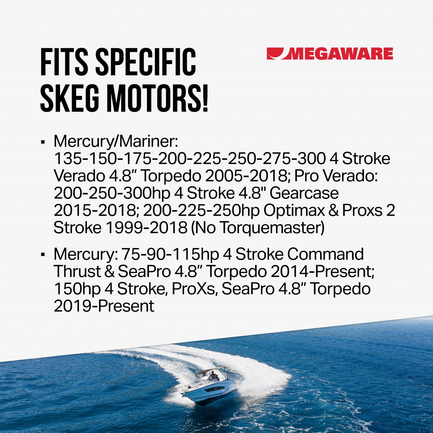 KEELGUARD MEGAWARE 656 SKEGPRO - Fits Some Mercury 75-90-115-135-150-175-200-225-250-275-300hp (See Listing for Details) Stainless Steel Skeg Protector Guard Against Damage, Rocks, Debris