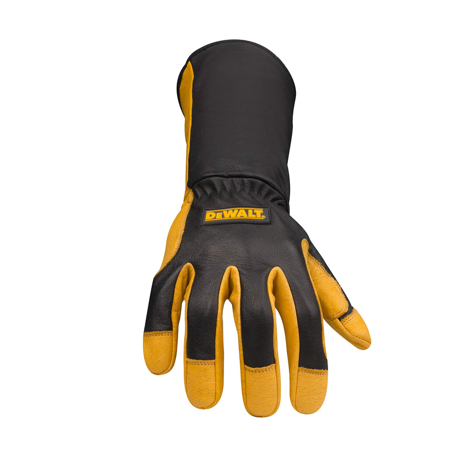 DEWALT Welding Gloves Premium Leather, Fire/Heat Resistant, Gauntlet-Style Cuff, Elastic Wrist, XXX-Large