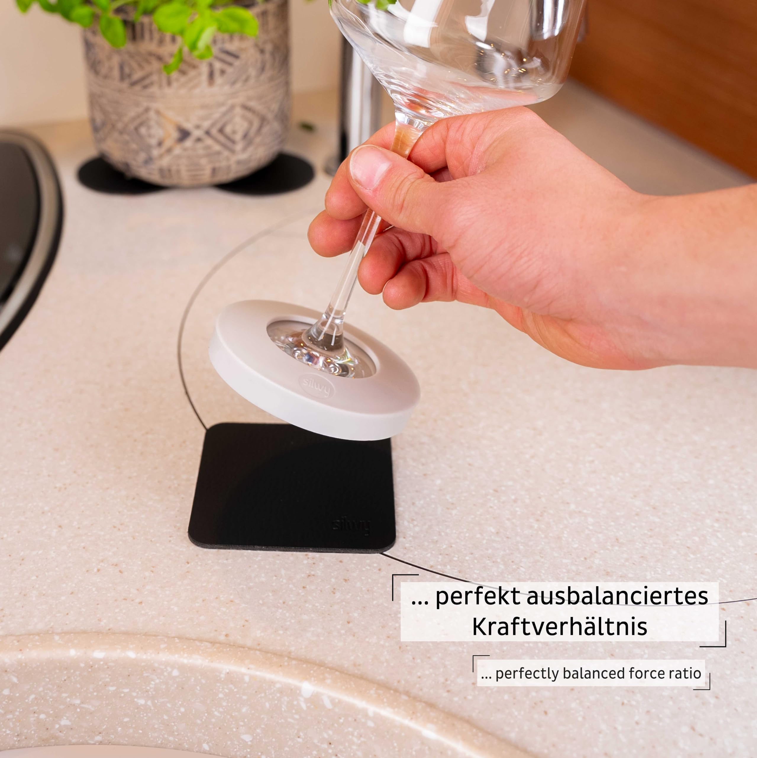 Magnetic Adapter silwy® for Stem Glasses with Metal Nano-Gel Pad – Retrofit Magnetic System for Wine Glasses, Champagne Flutes, and Pilsner Glasses – Includes 1 Magnetic Sleeve & 1 Pad