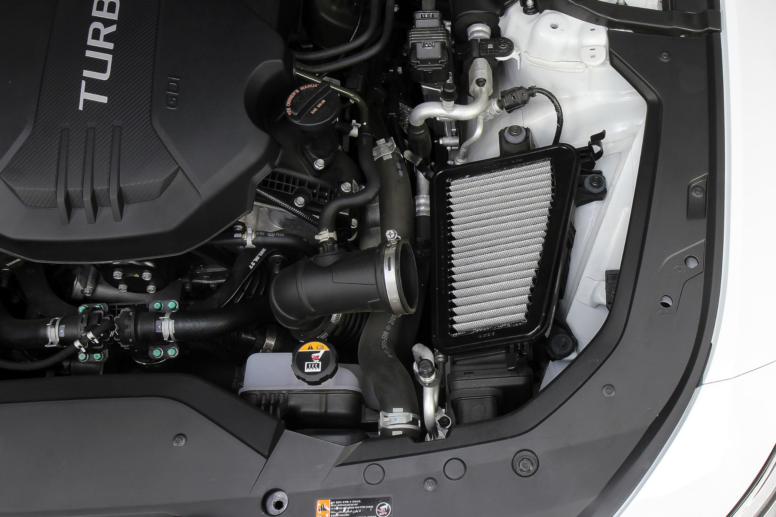 HPS Drop-in Engine Air Filter: High Performance, Premium, Washable, Replacement Car Filter Left, Compatible for Genesis 2019-2024 G70 3.3L V6 Turbo Kia 2018-2024 Stinger 3.3L V6 Turbo, HPS-457383
