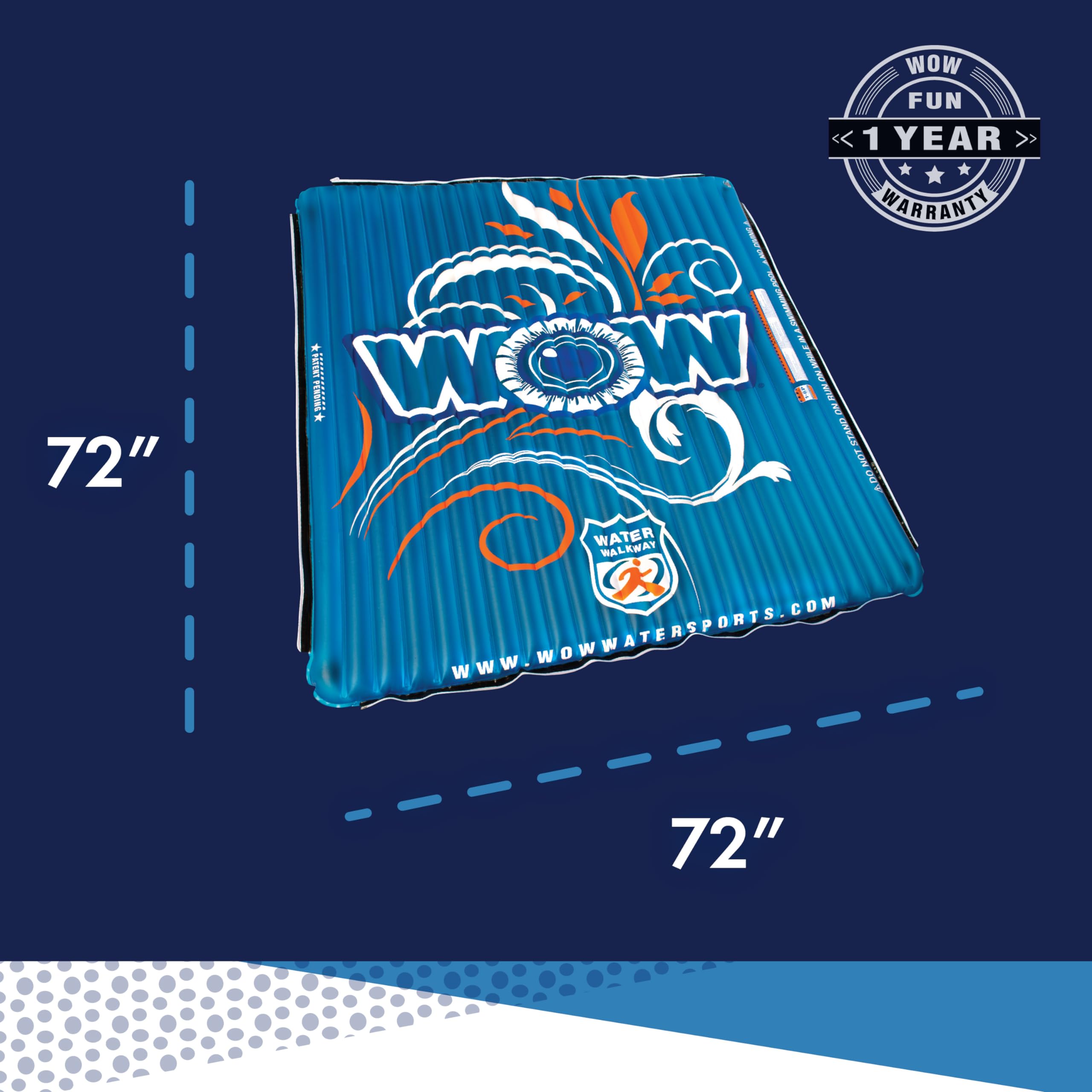 WOW Sports Water Walkway World of Watersports 6 x 6 Feet Blue Inflatable Walkway, 14-2080