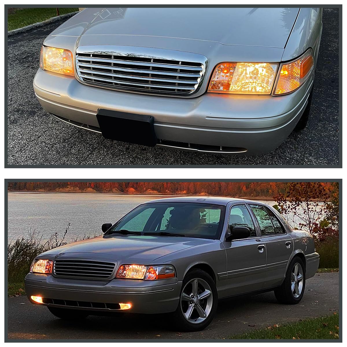 Chrome Headlights SPEC-D TUNING Compatible with 1998-2011 Ford Crown Victoria, Left + Right Pair Headlamps Assembly