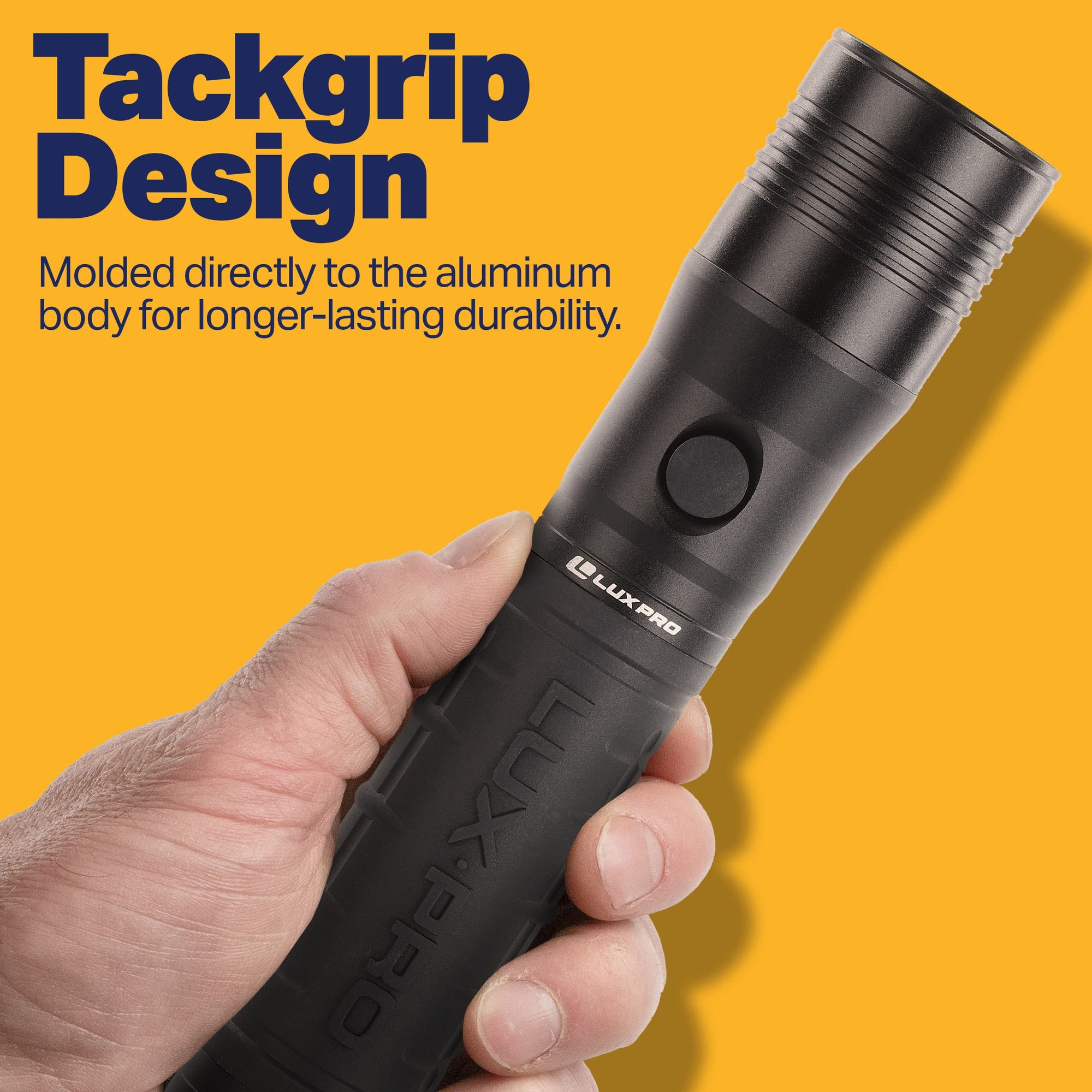 LP1100V3 LUXPRO 2D Size High-output Handheld Flashlight, 455 Lumens, Tackgrip, LPE Optics, Side Button