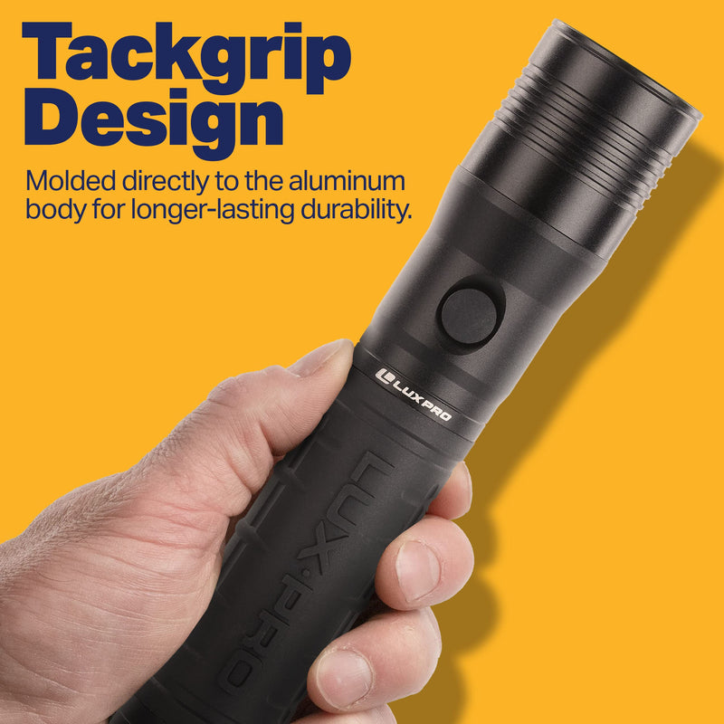 LP1100V3 LUXPRO 2D Size High-output Handheld Flashlight, 455 Lumens, Tackgrip, LPE Optics, Side Button
