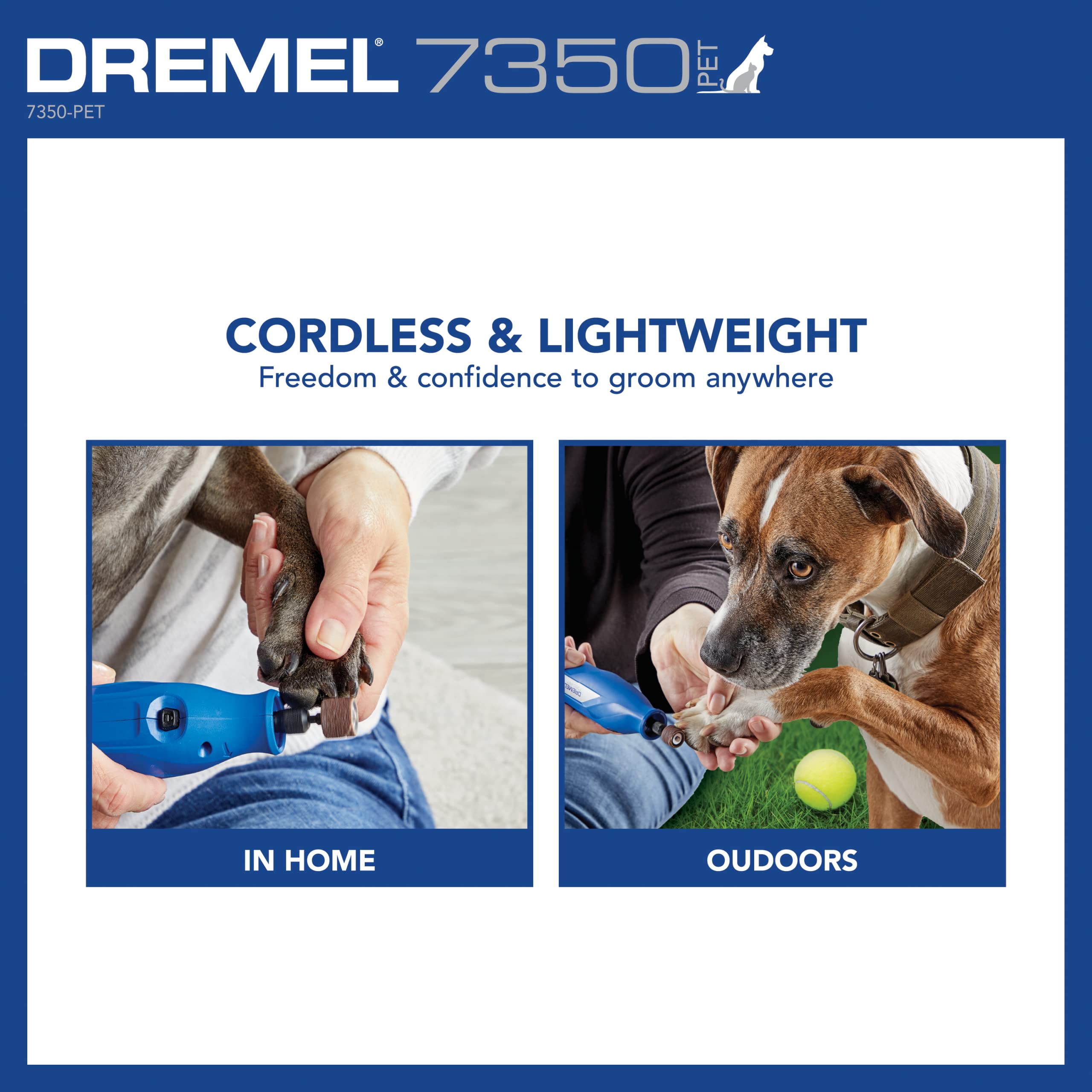 Dremel 4V Pet & Dog Nail Grinder 7350-PET, Easy-To-Use & Safe Nail Trimmer, Professional Pet Grooming Kit - Works on Large, Medium, Small Dogs & Cats