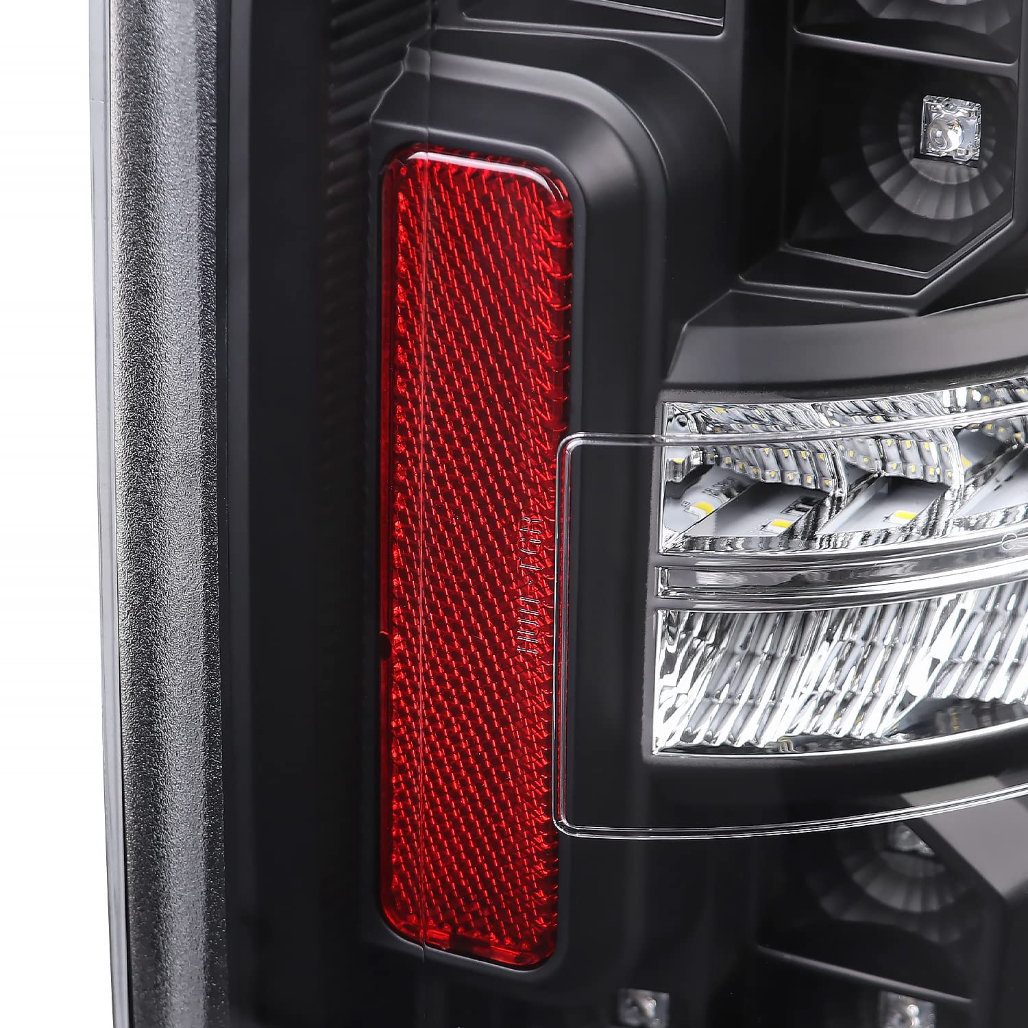 Matte Black LED Tail Lights w/White LED Tube SPEC-D TUNING Compatible with 2017-2019 Ford F250/350/450/550, Left + Right Pair Tail Lamp Assembly