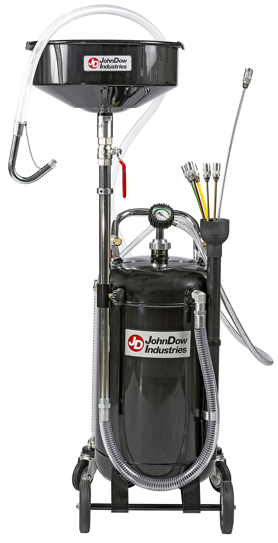 JDI-20COMBO JohnDow Industries Combination Fluid Evacuator and Used Oil Drain, Self-Evacuating, 6 Foot Nylon Reinforced Discharge Hose with J-Hook, 20 Gallon Capacity